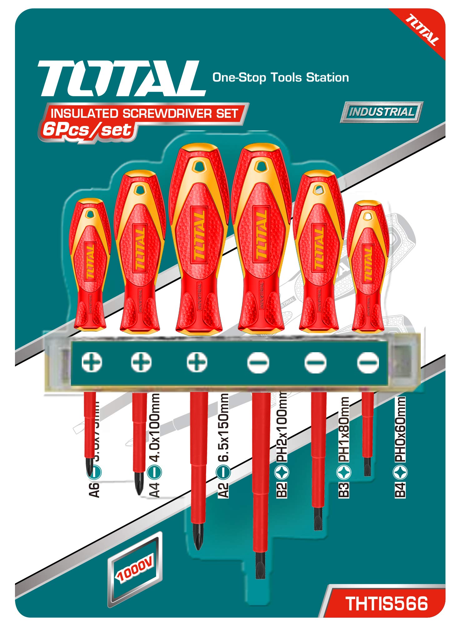 MR LIGHT TOTAL Insulated Screwdriver Set Phillips and Slotted 1000V Chrome Vanadium (Cr-V)-6 Pieces