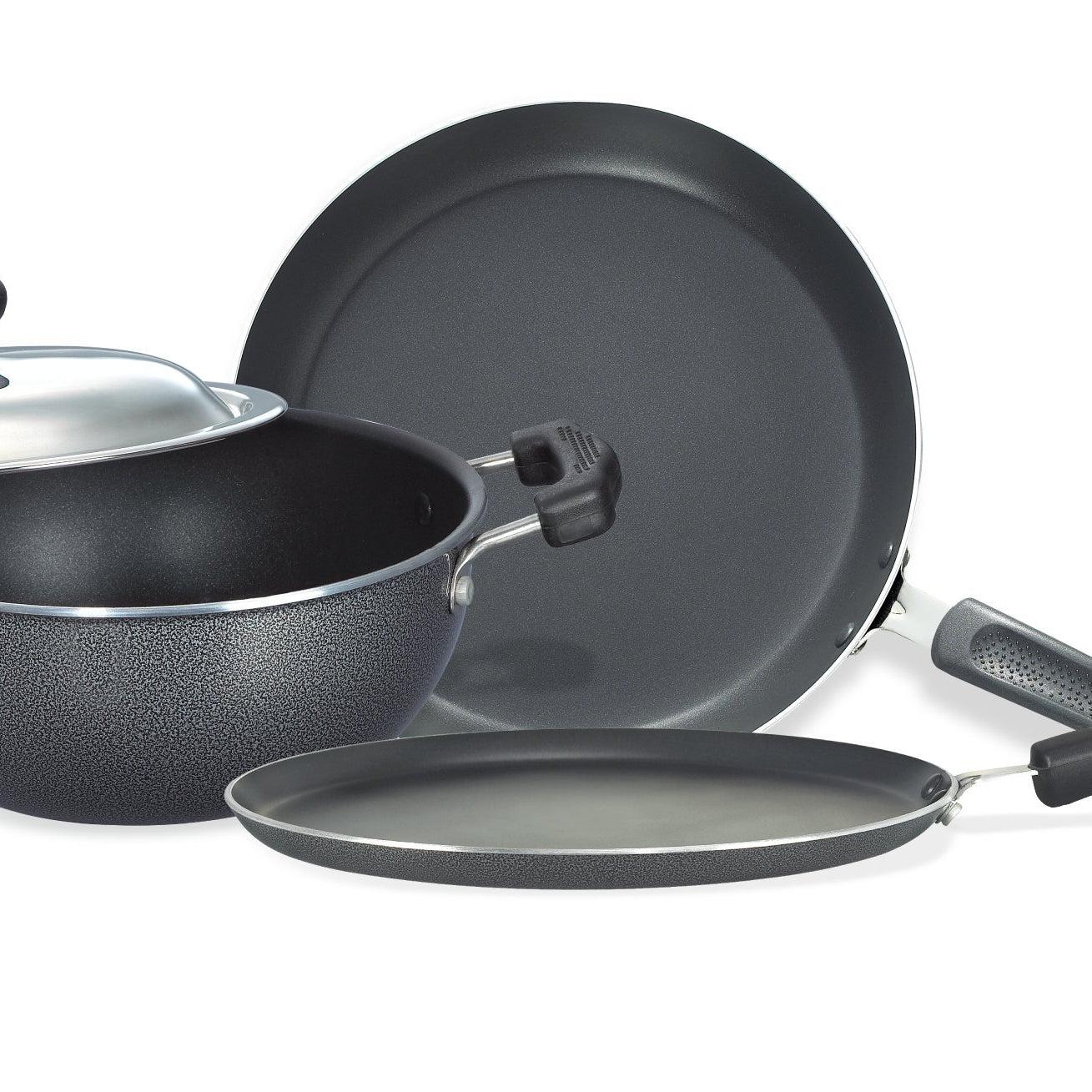 Prestige Omega Select Plus Non-Stick BYK Set, 3-Pieces, Gas-stove compatible only