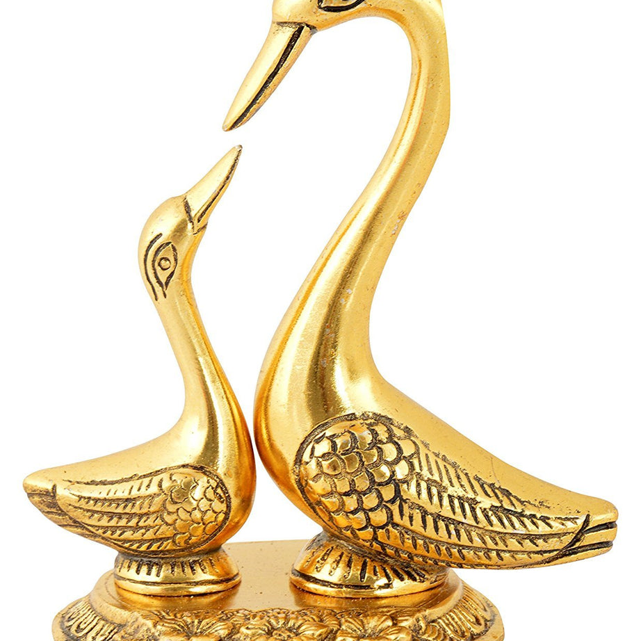 JaipurCrafts WebelKart Pair of Kissing Duck Showpiece (Gold On Stand 6 Inch)