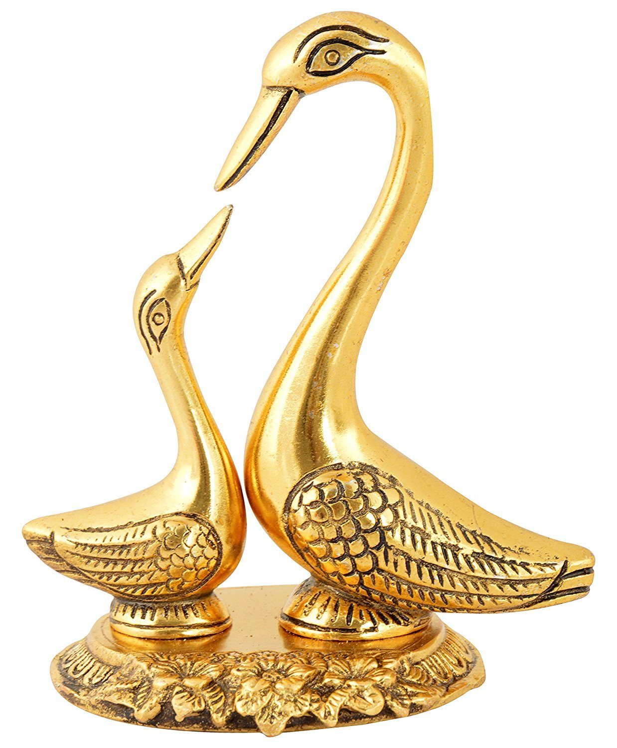 JaipurCrafts WebelKart Pair of Kissing Duck Showpiece (Gold On Stand 6 Inch)