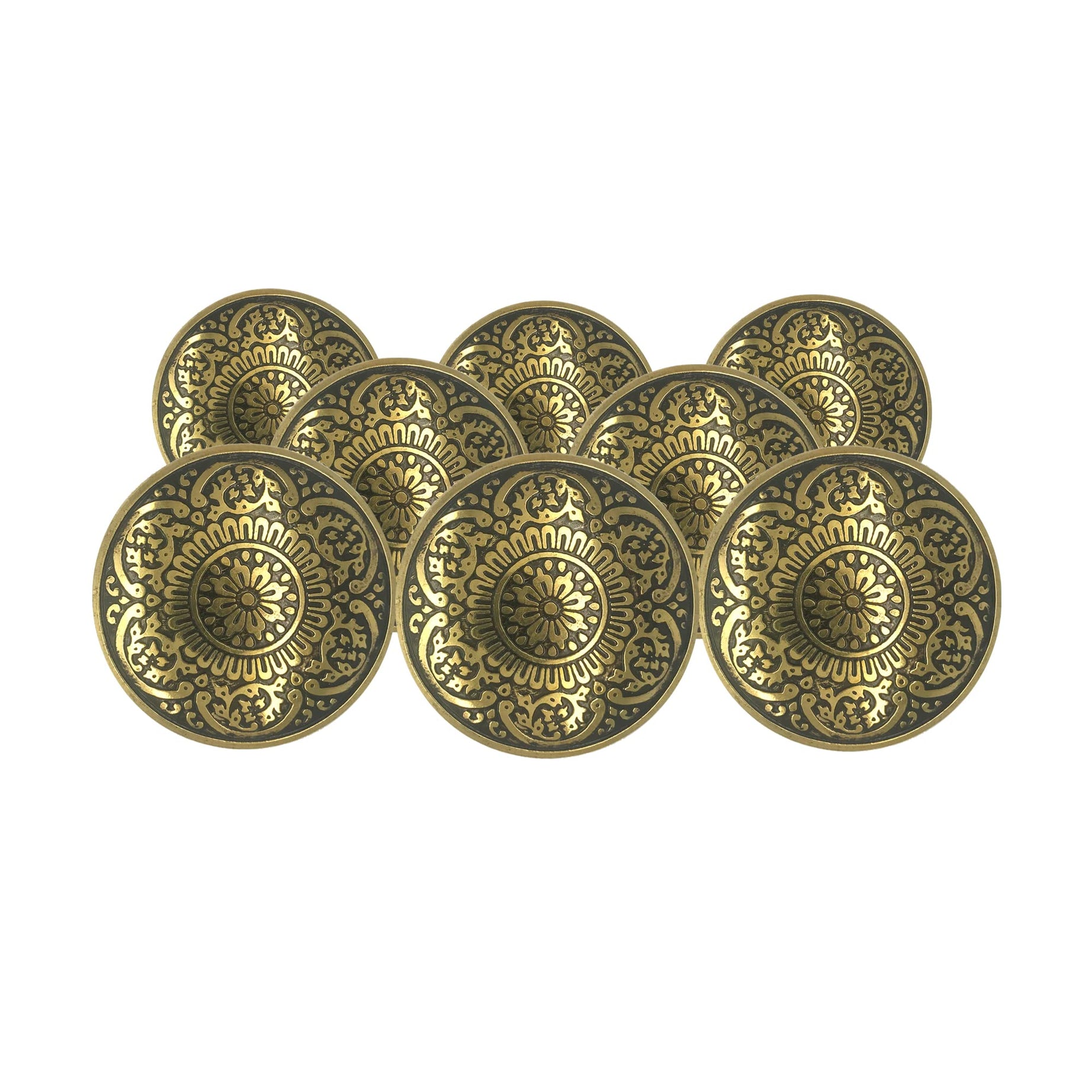 JP Hardware Mughal Knobs for Cabinets and Cupboards (Multicolour, Standard) - Pack of 8, Finish Type - Polished (Mughal Brass Black 3)