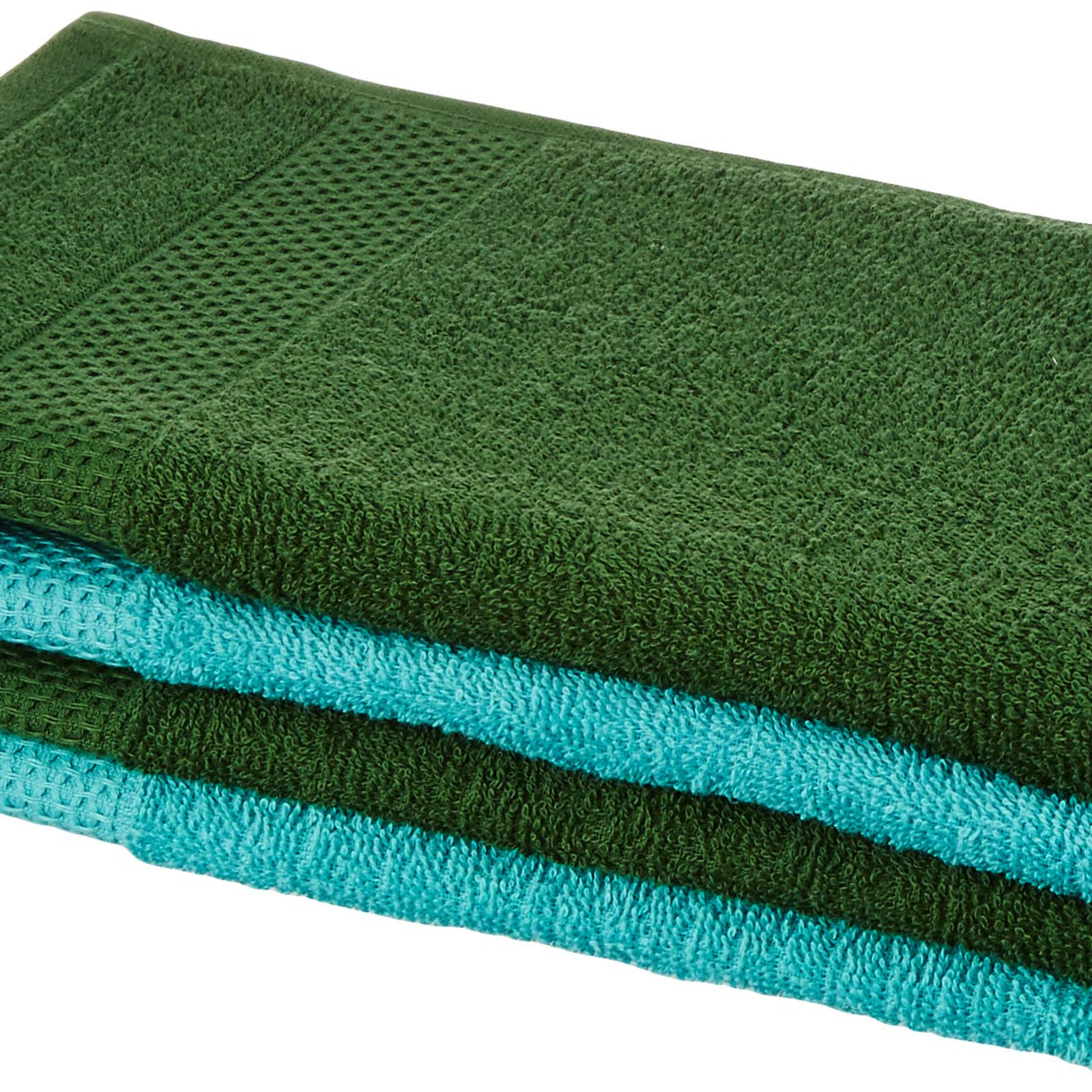 Amazon Brand - Solimo 100% Cotton 4 Piece Hand Towel Set, 380 GSM (Baltic Blue, Mint Green)