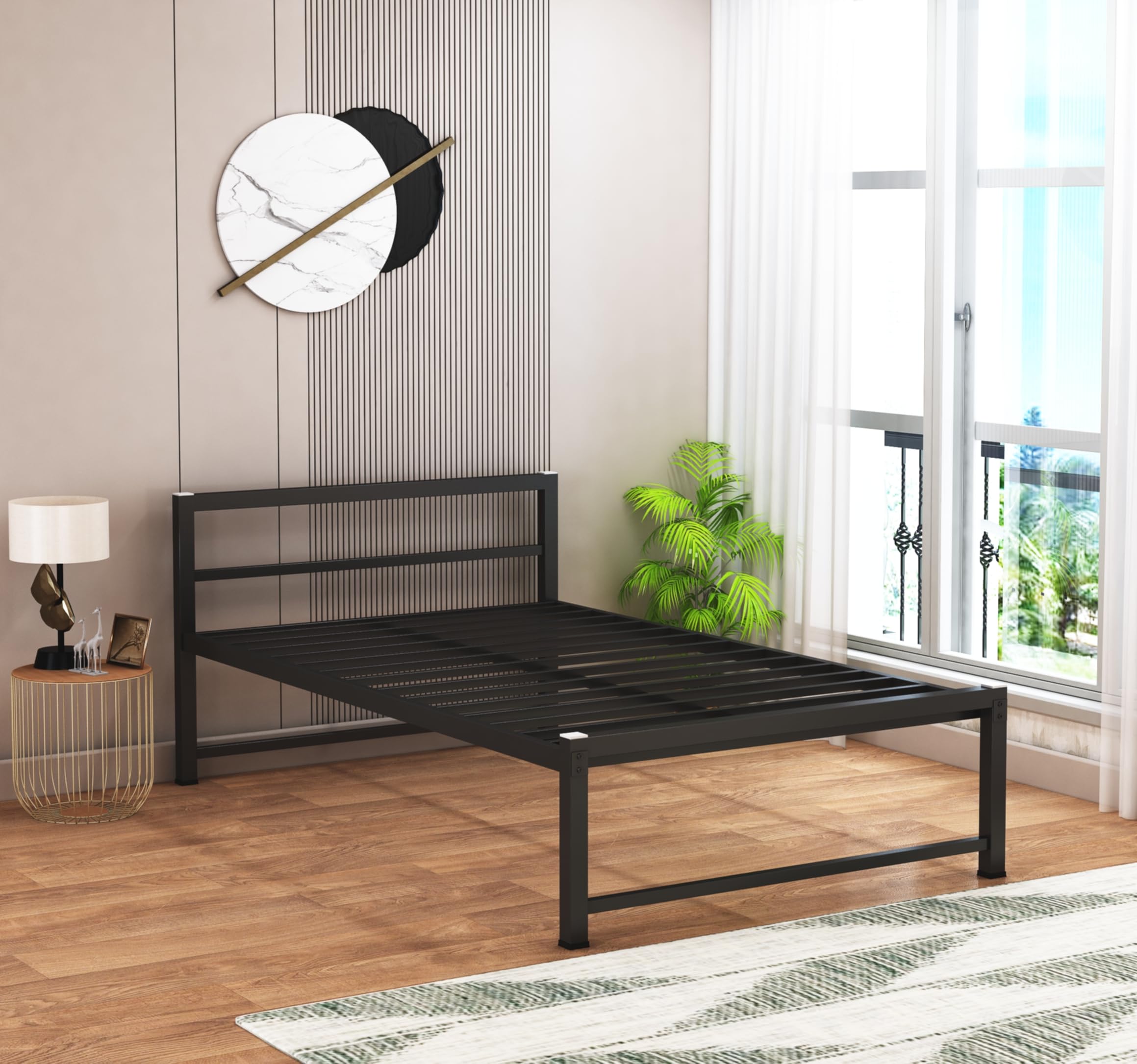 ZIAULA Premium Metal Bed Iron Bed Frame or Cot 4X6 feet (Double)