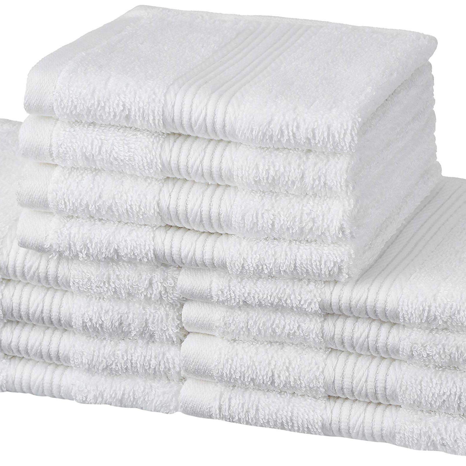 Amazon Brand - Solimo 100% Cotton 12 Piece Face Towel Set, 500 GSM (White)