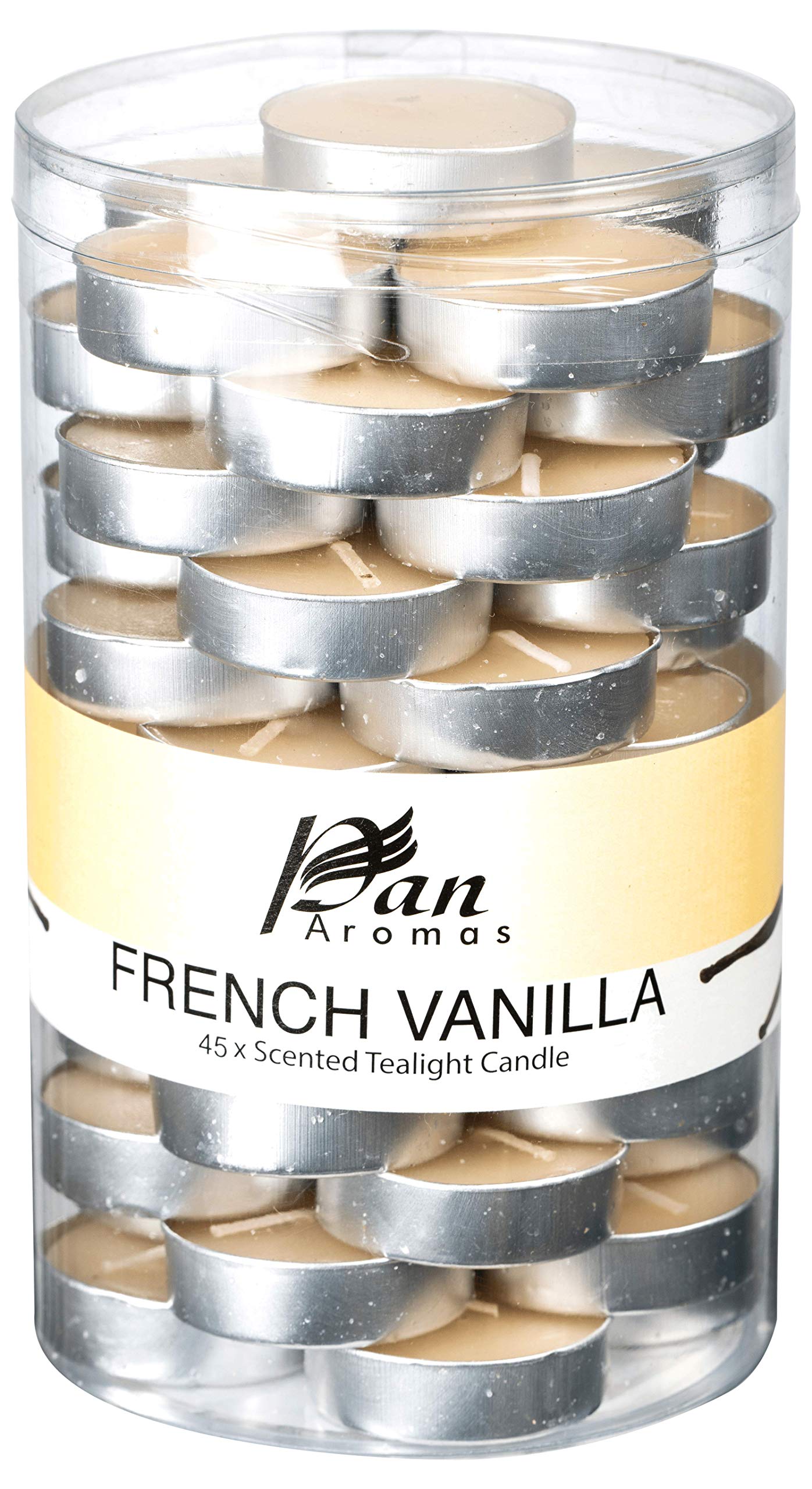 Pan Aromas - (French Vanilla) Scented Tealight Candles| Pack of 45| Long Burning Tealight Scented Candles for Home, Office & Gifting - 2.5 hrs to 3 hrs Burn Time