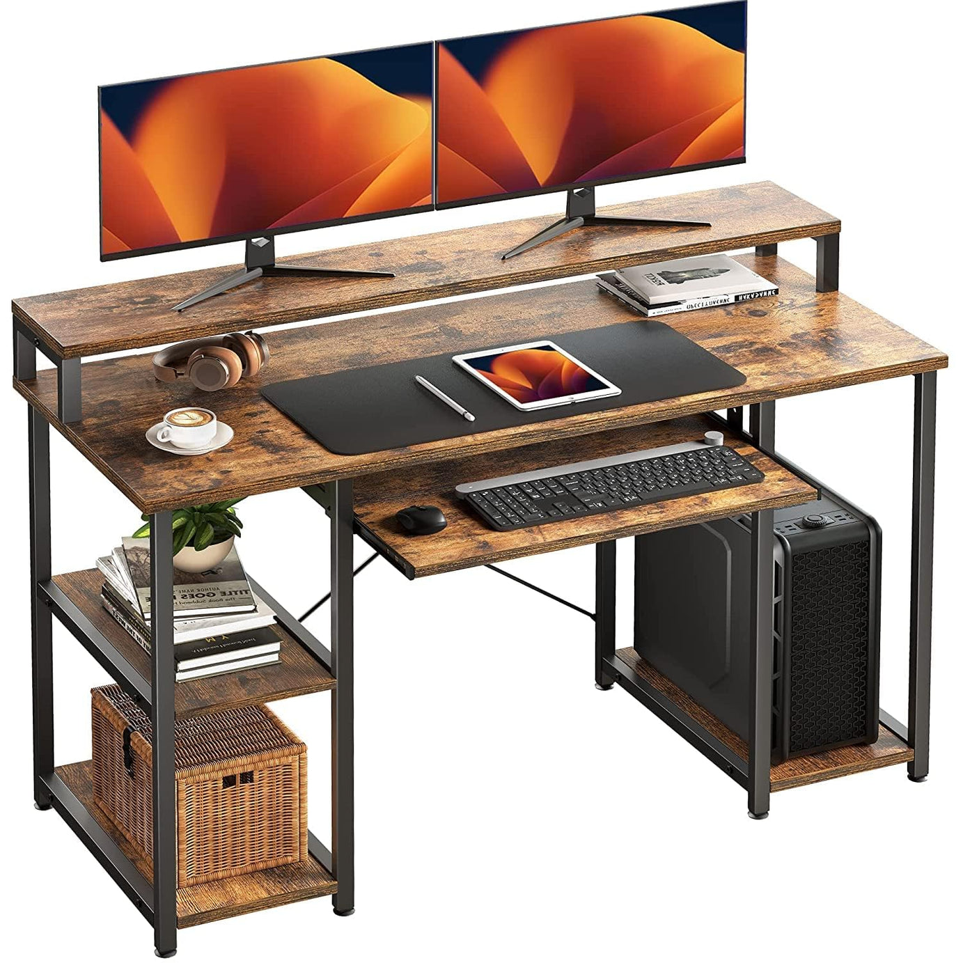 TEKAVO Computer Table with Keyboard Tray for Home Office, Office desk with storage, Engineered Wood Finish Study Writing Computer Laptop Table Desk 150x60x87 cm (XLarge -150 CM) / DIY