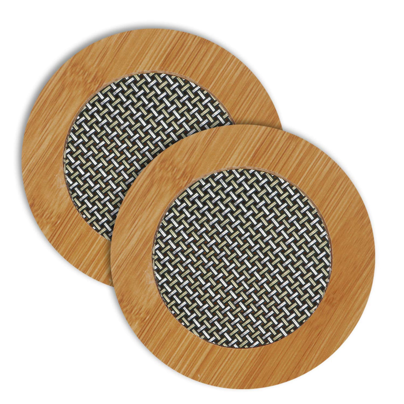 HOKIPO® Eco-friendly Bamboo Wooden Coasters for Home Pan Pot Holder for dining table Heat Pad for Kitchen - Pack of 2 (AR2926)