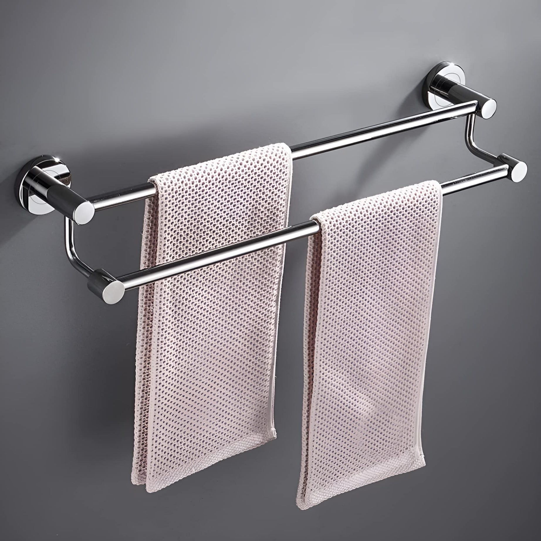 Plantex Stainless Steel Towel Rod/Towel Rack for Bathroom/Towel Bar/Hanger/Stand/Bathroom Accessories (24 Inch - Chrome Finish) - Pack of 1