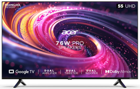 Acer 139 cm (55 inches) H PRO Series 4K Ultra HD Smart LED Google TV AR55GR2851UDPRO (Black)