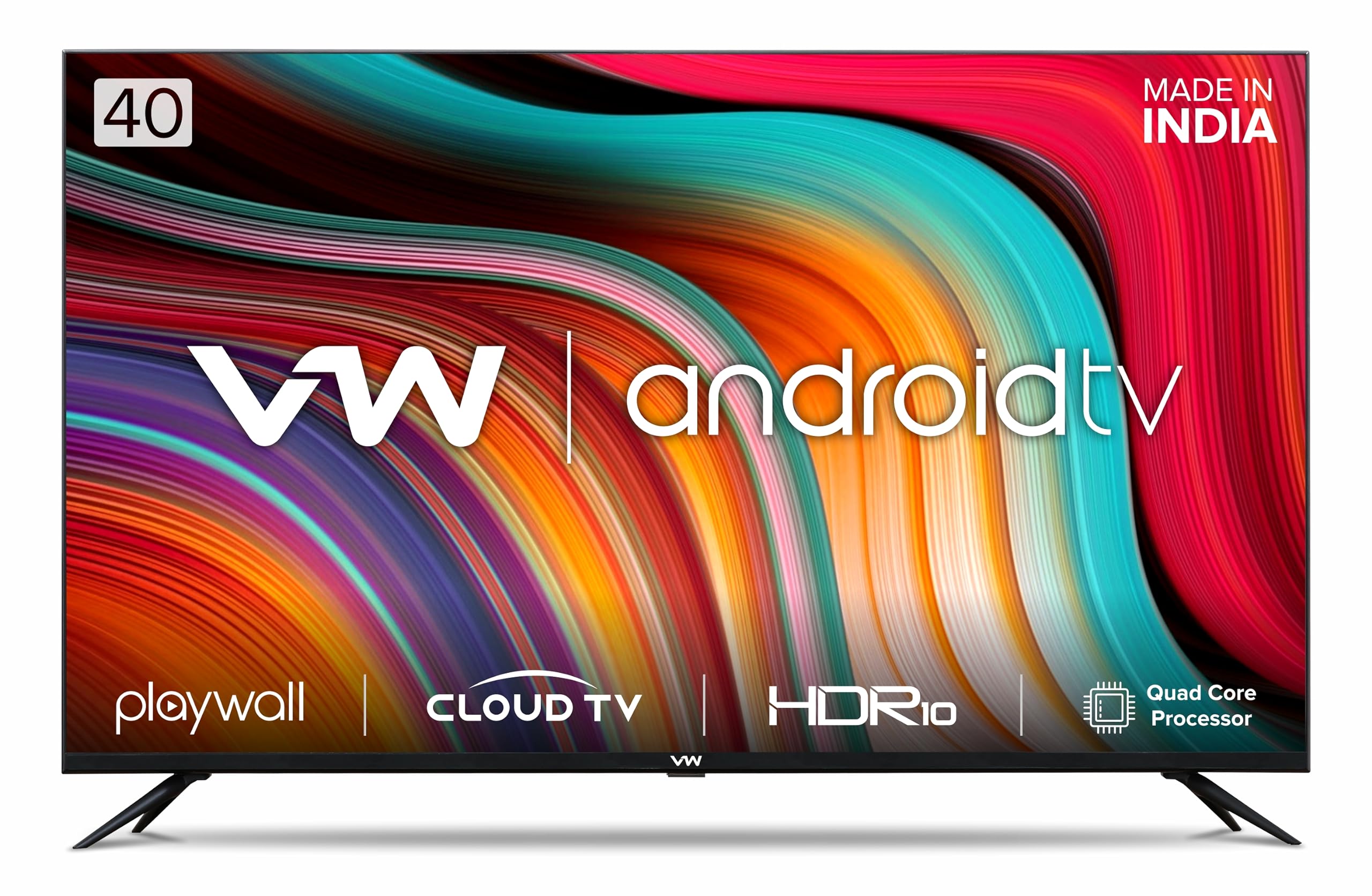 VW 101 cm (40 inches) Playwall Frameless Series Full HD Android Smart LED TV VW40F1 (Black)