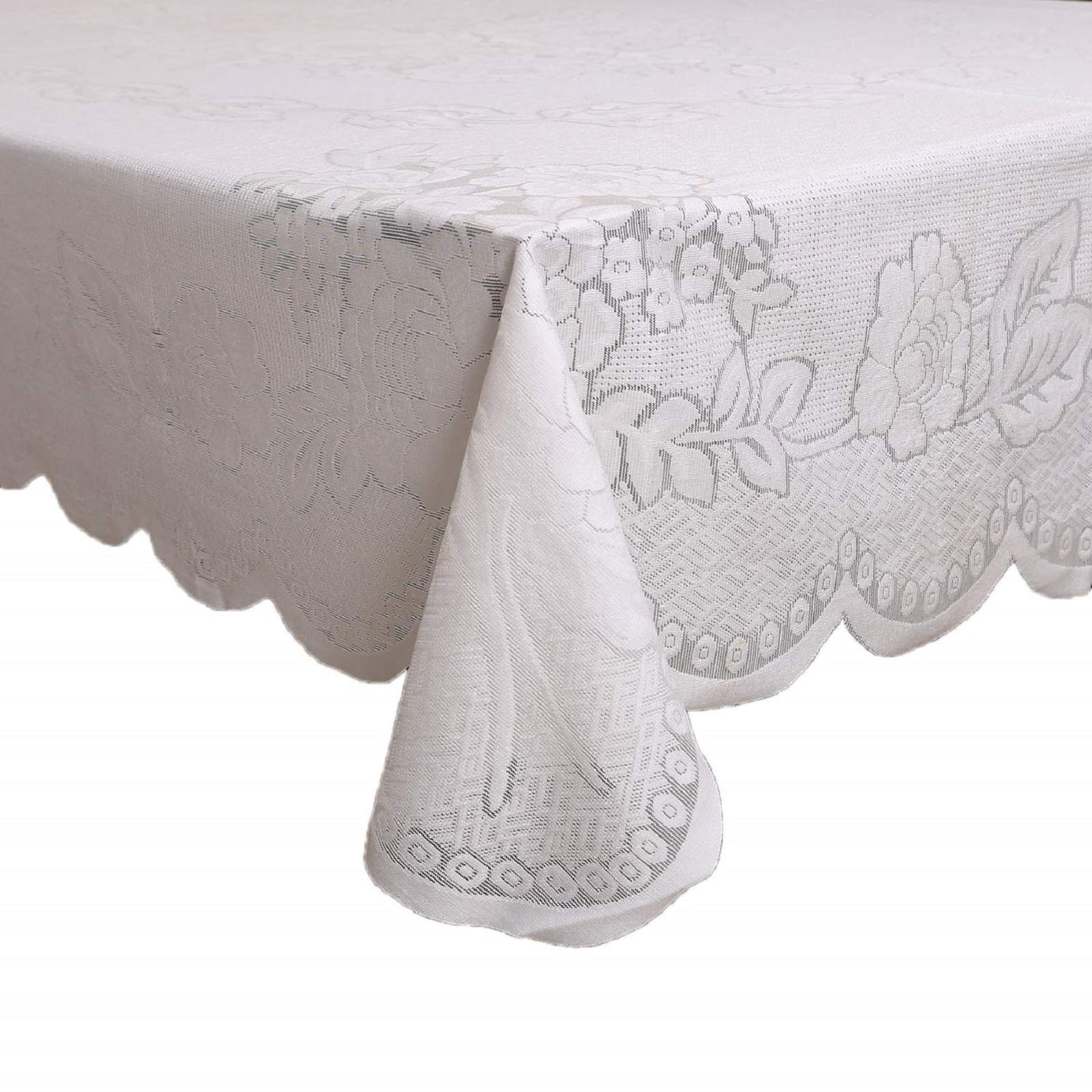 Kuber Industries Dining Table Cover 6 Seater|Table Cover Cotton (White)