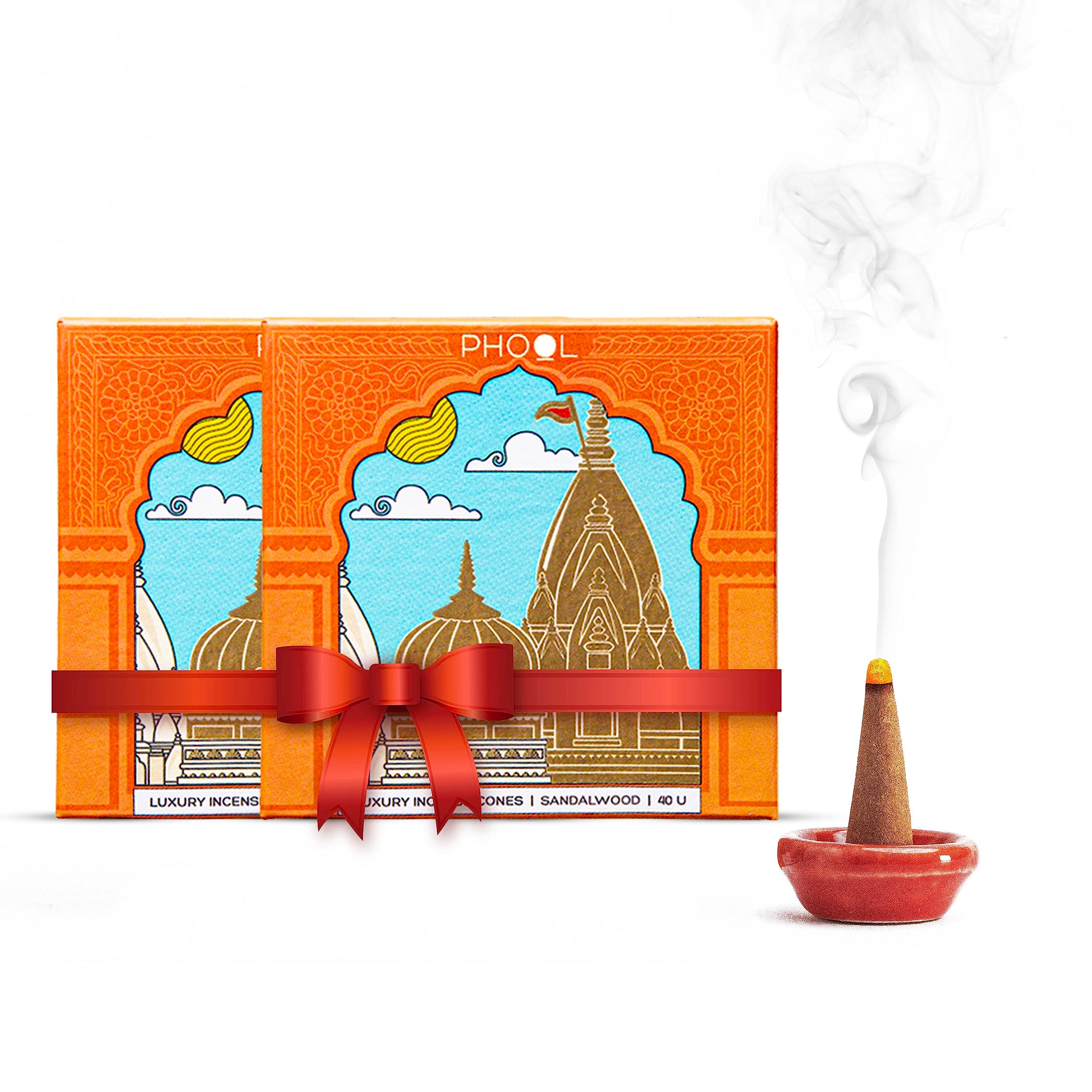 Phool Kashi Vishwanath Incense Cones I Special Char Dham Yatra Pack I Chandan Fragrance - Pack of 2 I 80 Dhoop Cones I 100% Natural I flowers offered at Shri Kashi Vishwanath Temple