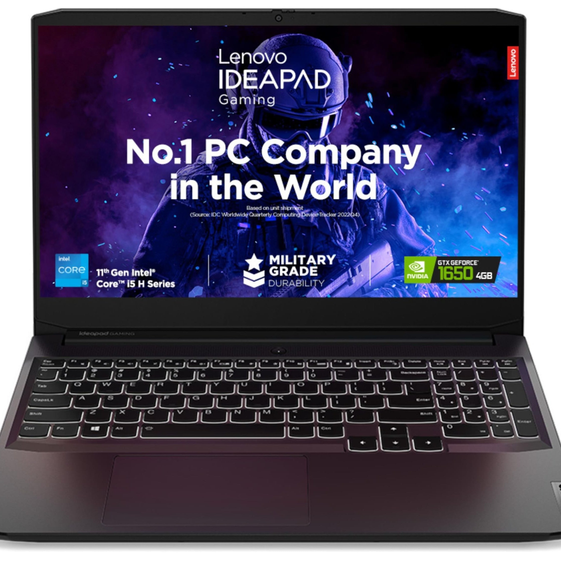 Lenovo IdeaPad Gaming 3 Intel Core i5 11th Gen 15.6" (39.62cm) FHD IPS Gaming Laptop (8GB/512GB SSD/4GB NVIDIA GTX 1650/120Hz/Win 11/Backlit/3months Game Pass/Shadow Black/2.25Kg), 82K101GSIN