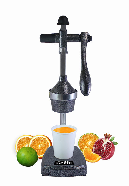 Gelife Manual Fruit Juicer Hand Press Citrus Cold Press Juice Machine for Home Made Instant Guest Serving Drink (Grey)