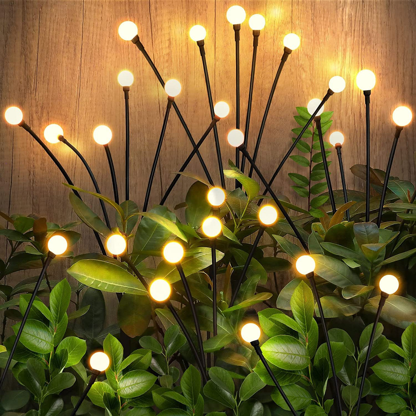 XERGY Solar Garden Firefly Lights 8 LEDs X 2 Outdoor Waterproof Landscape Decoration Lights, Yard, Balconies, Terrace, Parties (Warm White, Pack of- 2)