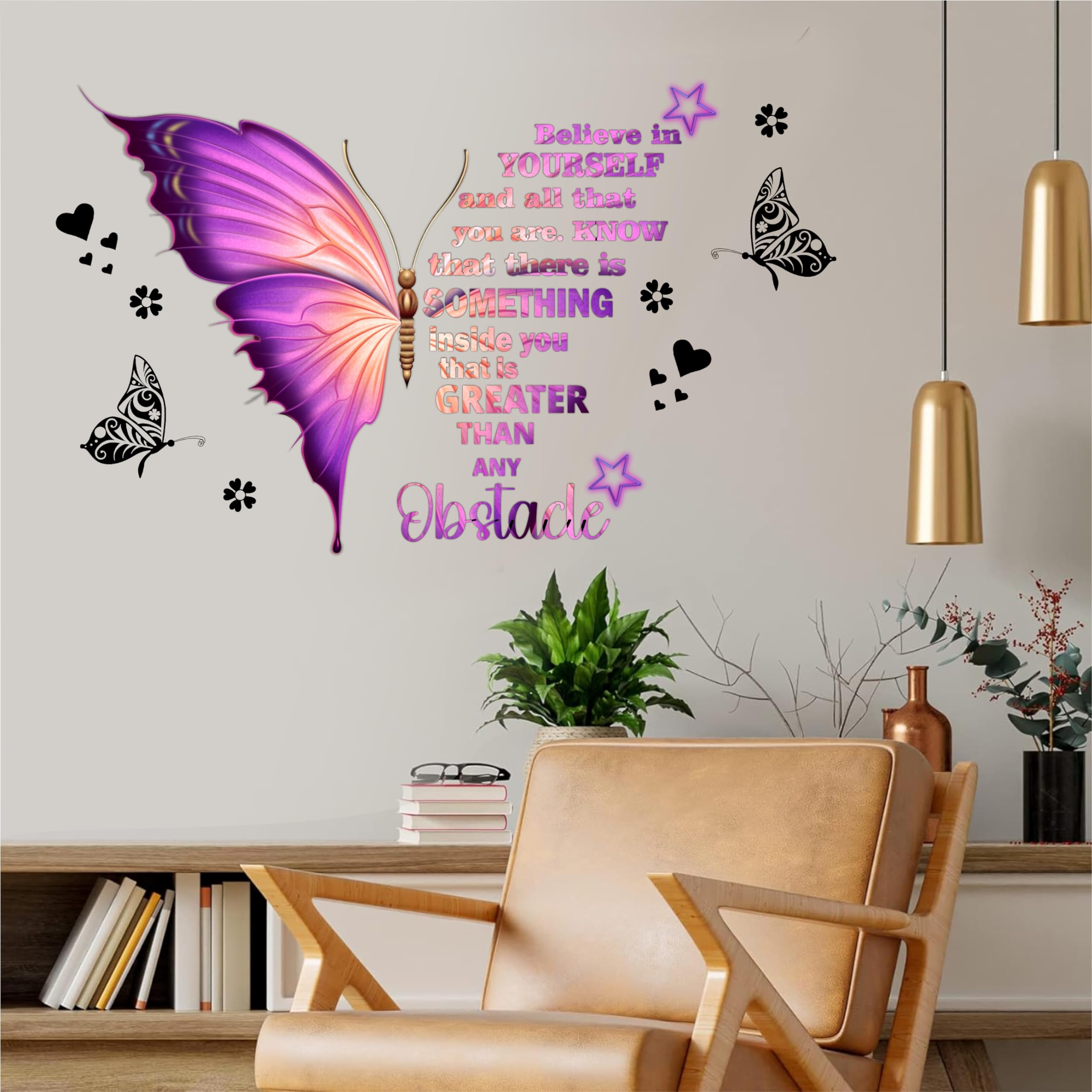 DREAM DECALS Large Inspirational Butterfly Wall Stickers Motivational Saying Peel and Stick Wall Art Stickers for Women Girls Bedroom Living Room Office Wall Decoration (Colorful)