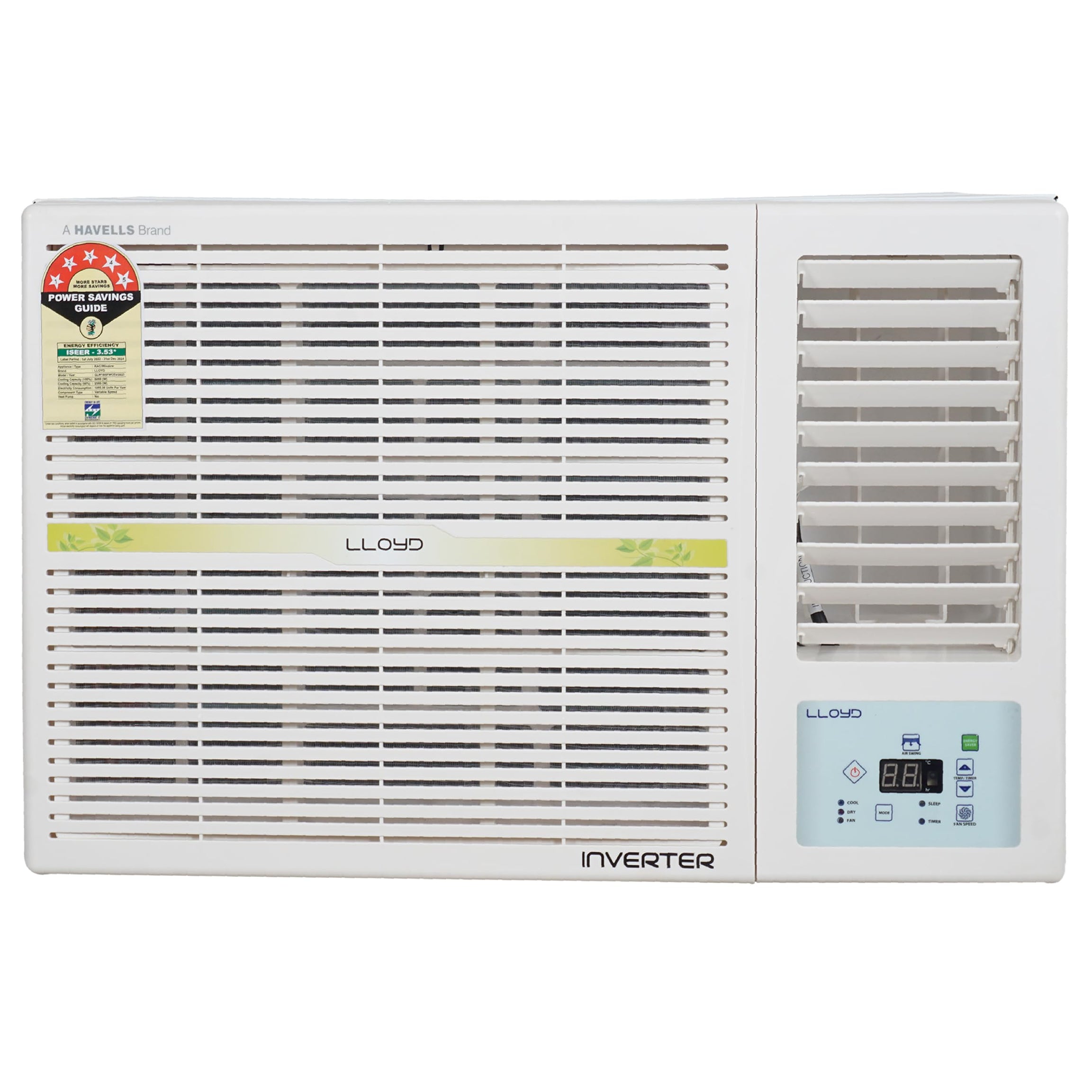 Lloyd 1.5 Ton 5 Star Window Inverter AC (100% Copper, 2024 Model, White, GLW18I5FWCEV)