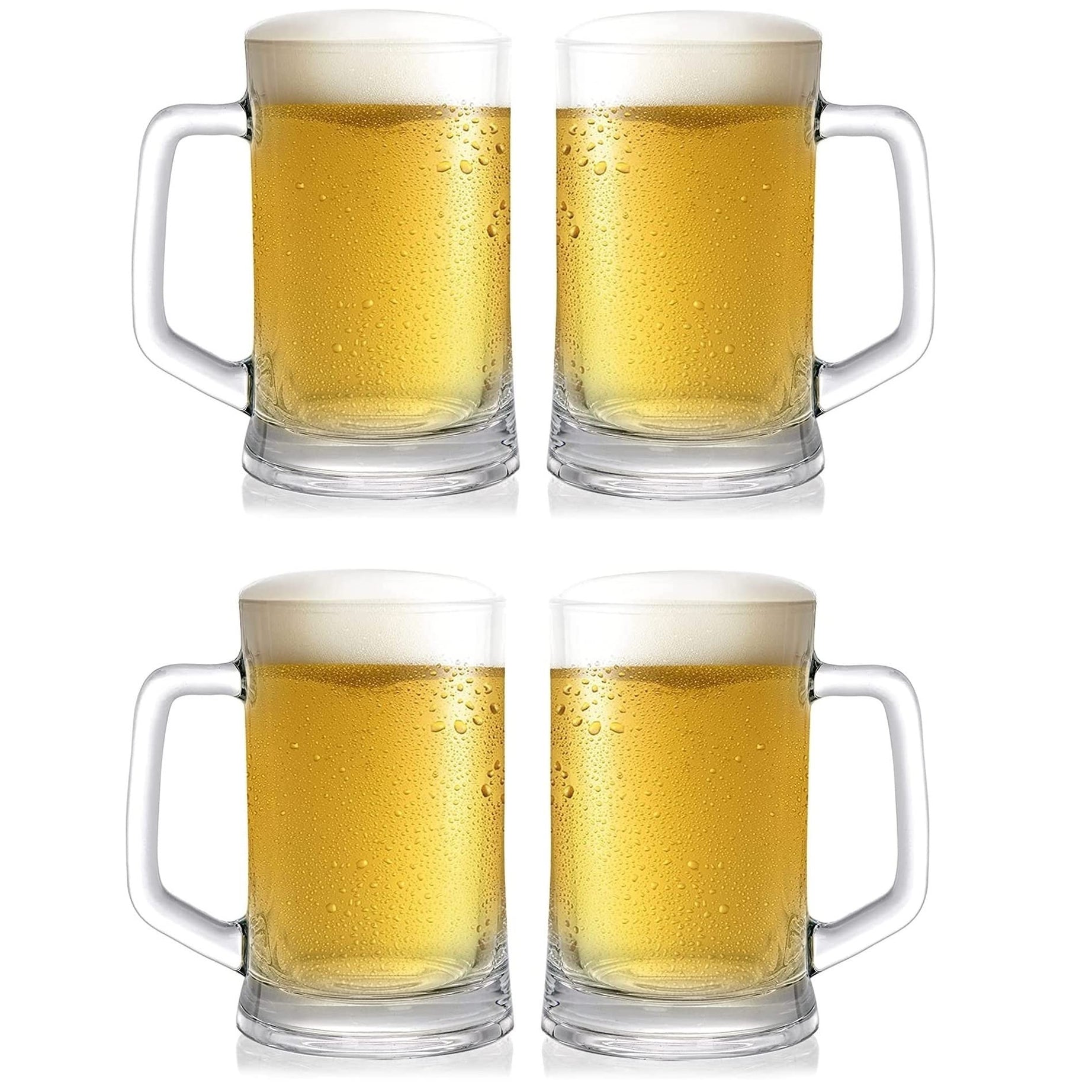 SKGREEN Stylist Crystal Clear Large Beer Glass with Handle 400 Ml Beer Mug Set of 4