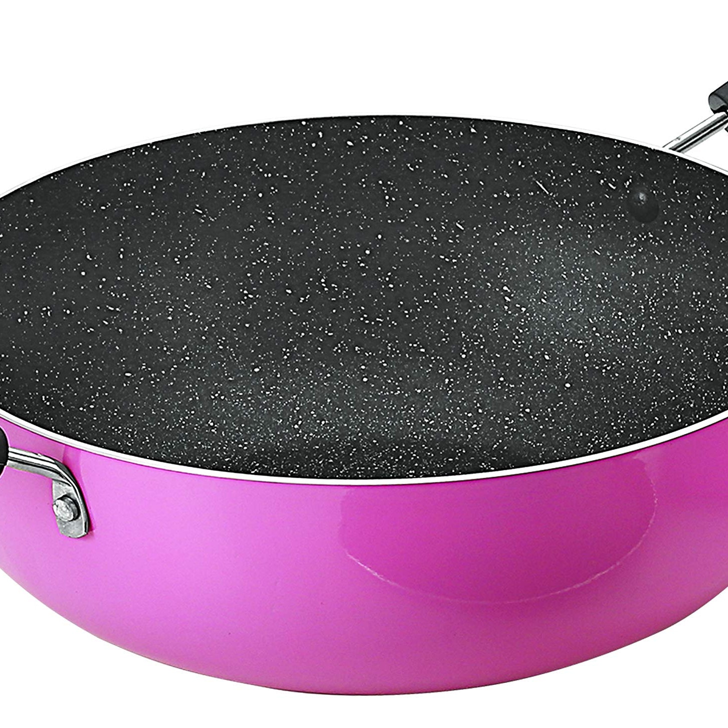 Nirlon Orchid Granite Non Stick Aluminium Dishwasher Safe Deep Kadhai|Wok 24cm - 3Liter[Color-Pink]