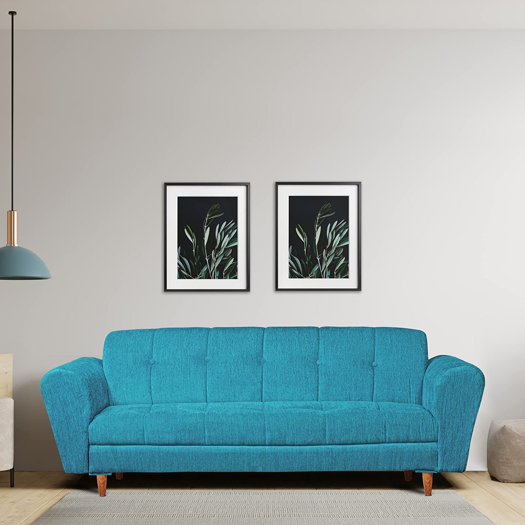 Seventh Heaven Milan Sofa, Chenille Molfino Fabric: 3 Year Warranty (Sky Blue, 3 Seater), 3-Person Sofa