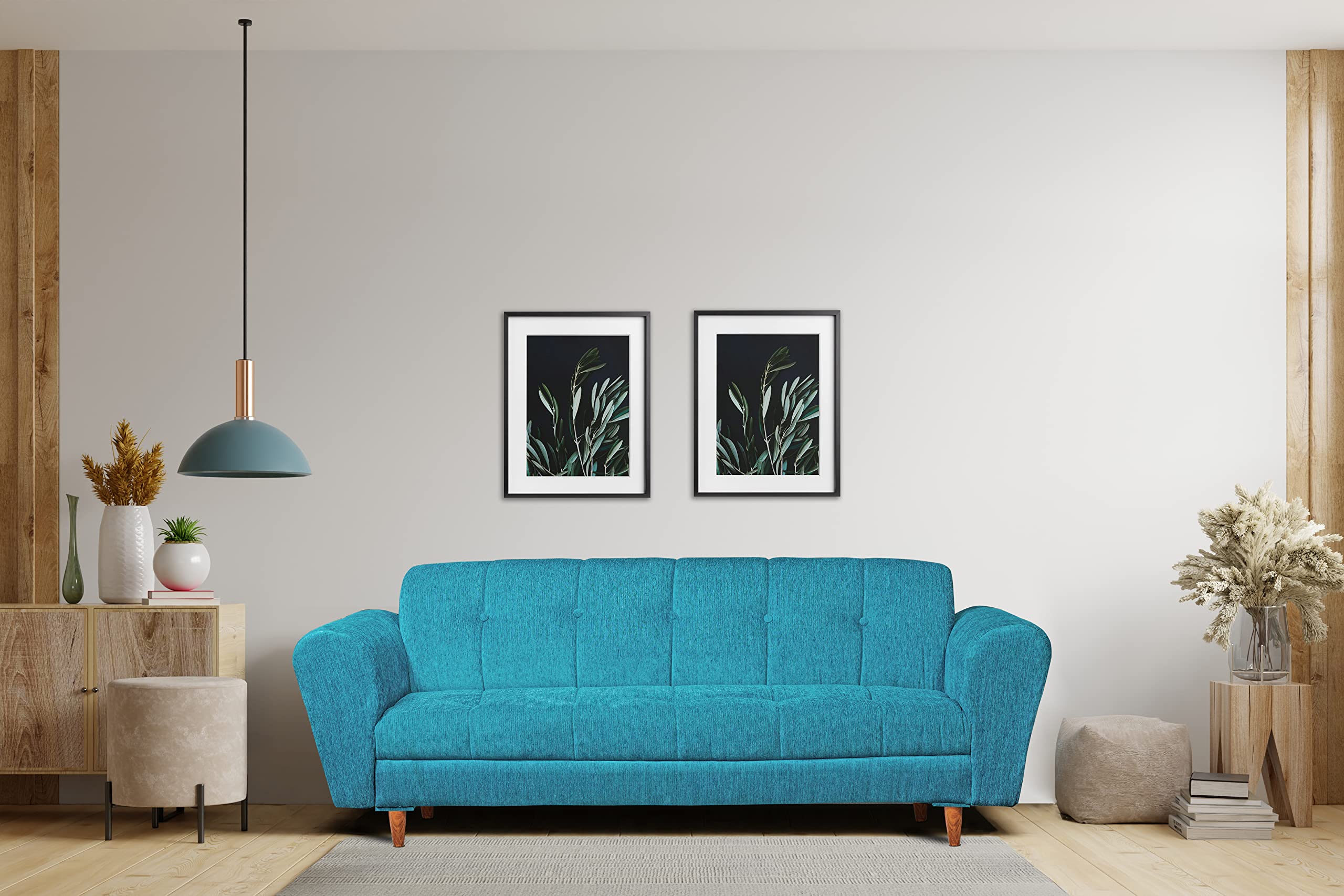 Seventh Heaven Milan Sofa, Chenille Molfino Fabric: 3 Year Warranty (Sky Blue, 3 Seater), 3-Person Sofa