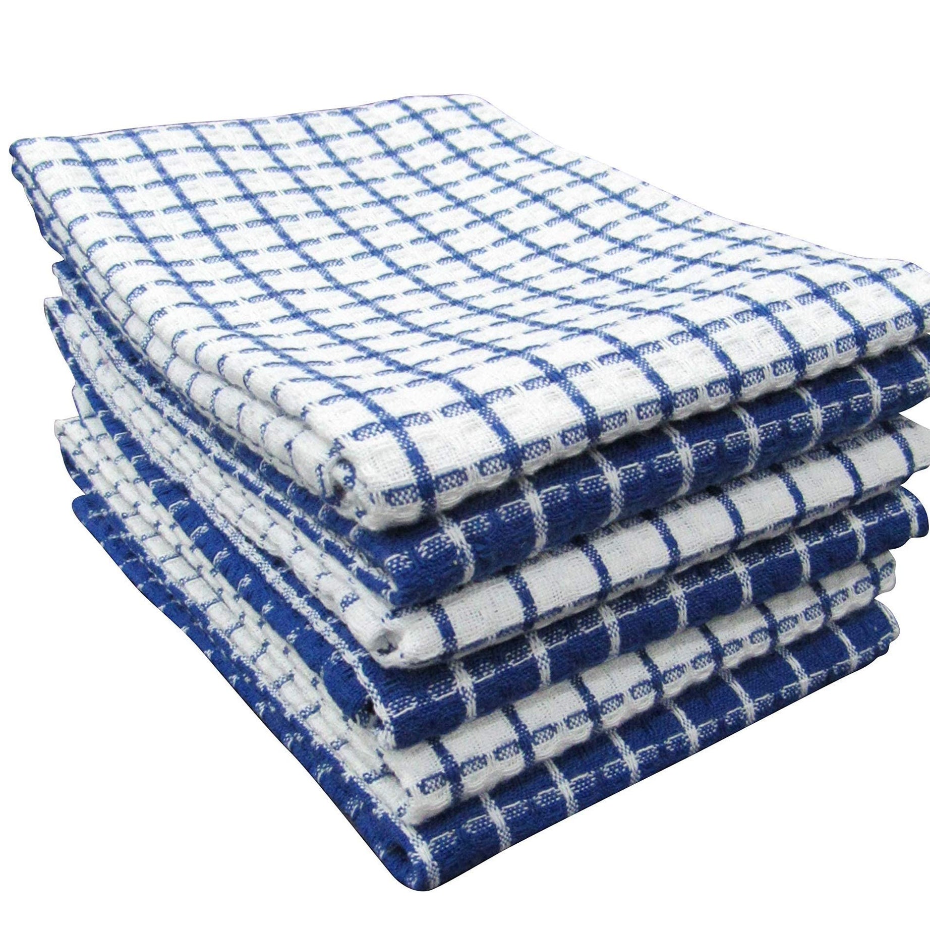 PIXEL HOME Kitchen Cleaning Towel, Superior Cotton, Multi-Purpose, Waffle, Blue & White, Pack of 6 Red