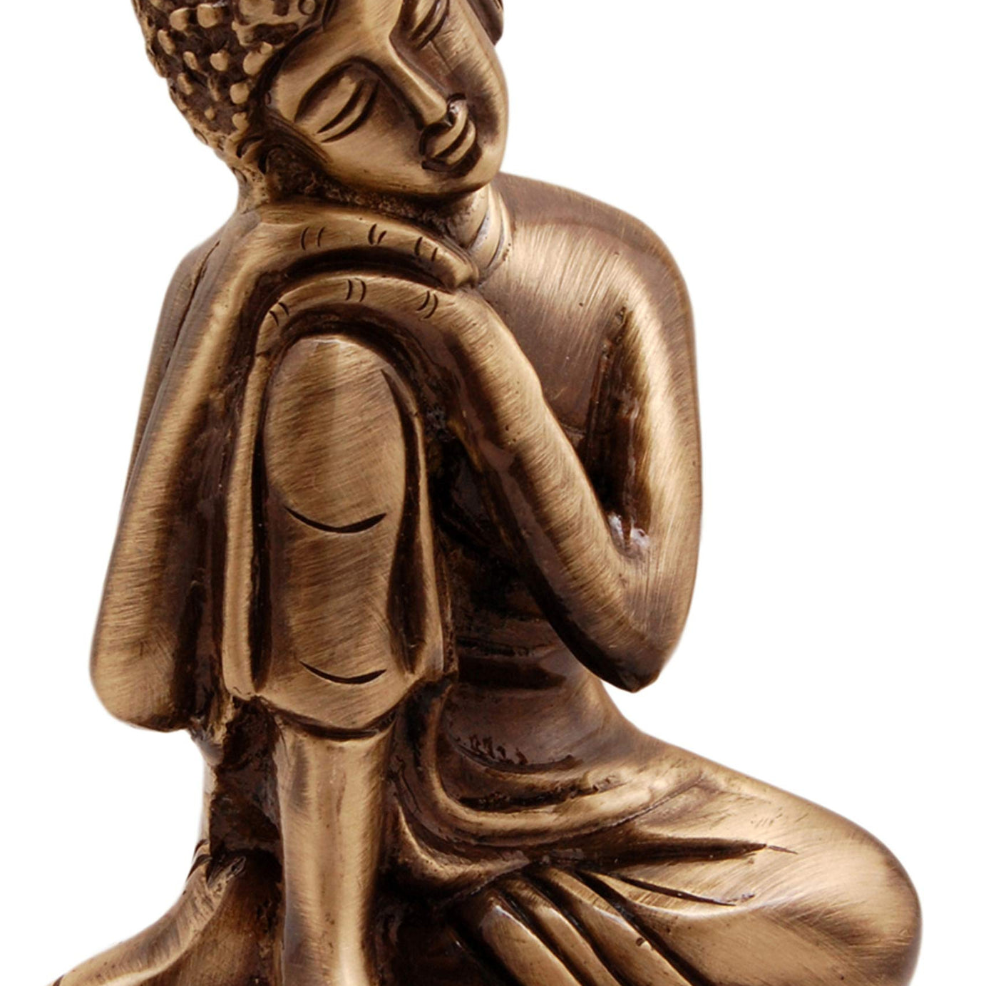 Two Moustaches Brass Buddha Resting Showpiece