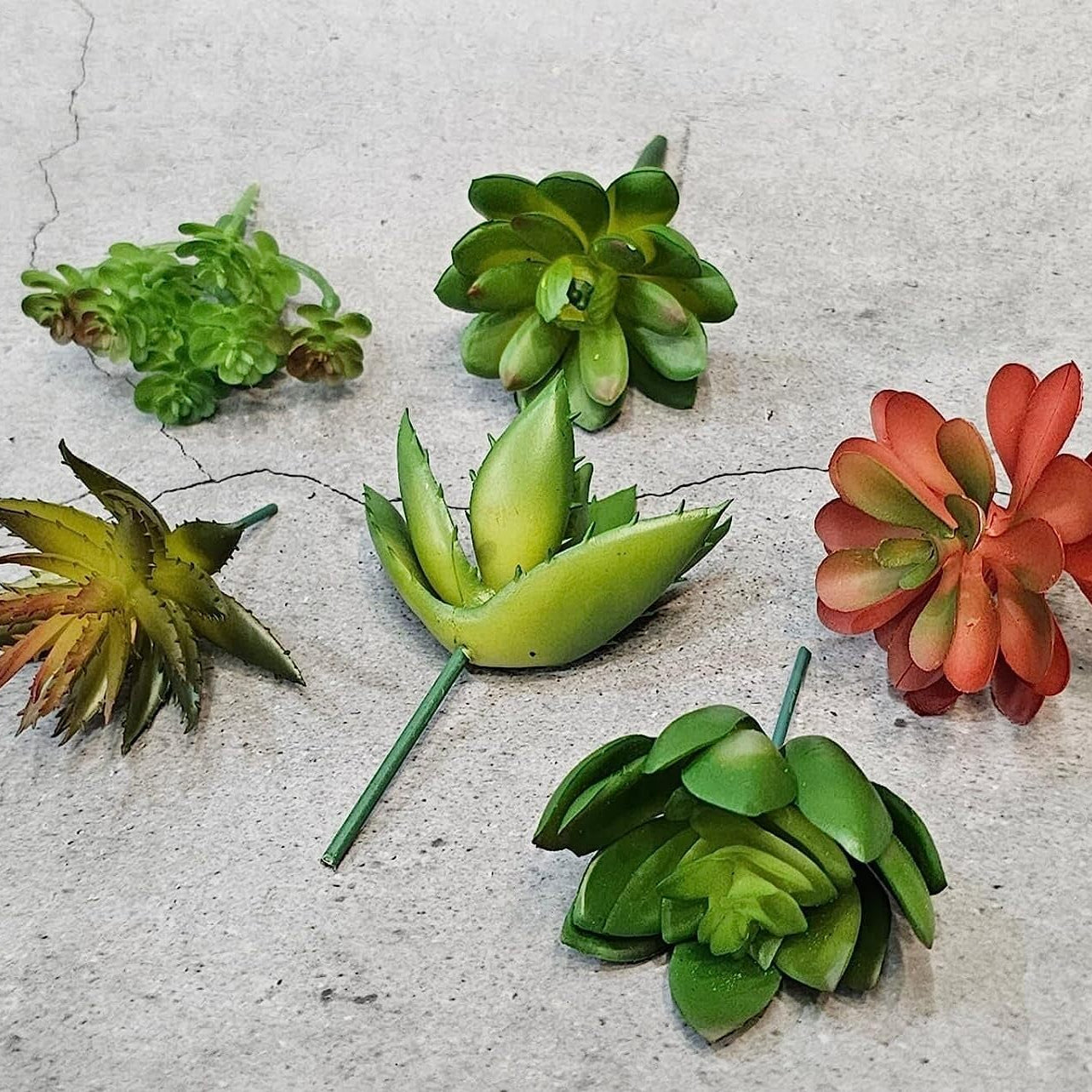 SATYAM KRAFT 6 Pcs Artificial Succulent Heads Small Mini Flower Plants, Exquisite Faux Flower Plant Add Charm to Your Home Decor, Office Decor, Perfect for Gifting,Rakshabandhan Festival (Without Pot)