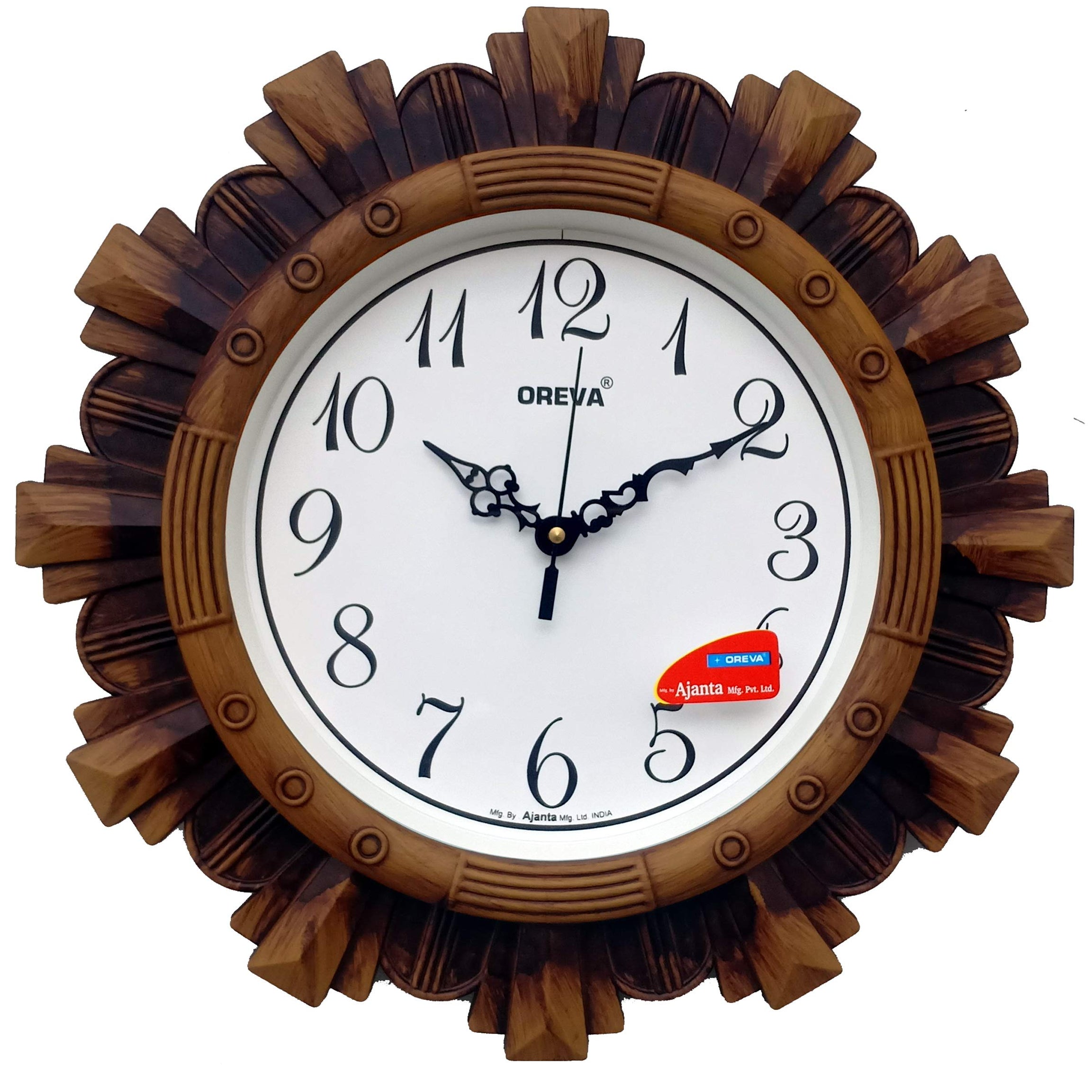 Ajanta Quartz Oreva Plastic Vintage Wall Clock (Brown, 32 x 4 x 32 cm)