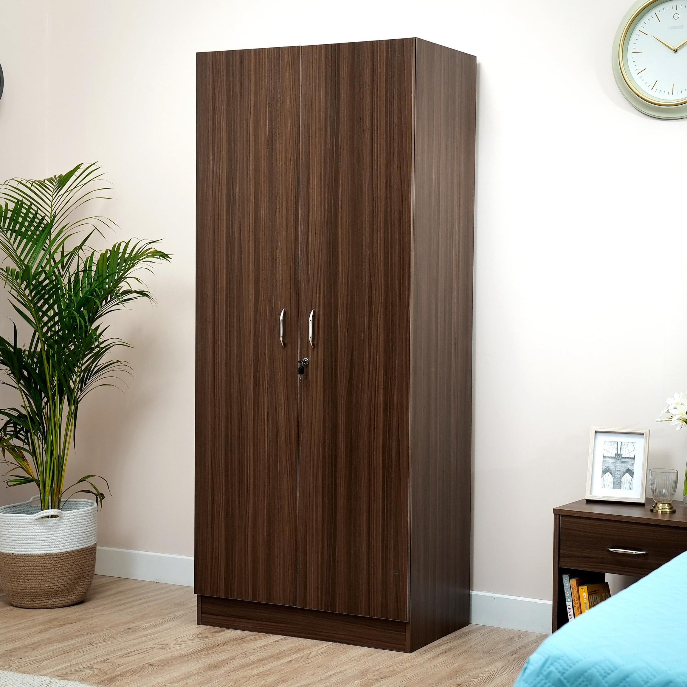 Amazon Brand - Solimo Pyxis Engineered Wood Wardrobe Mahogany , 2 Doors