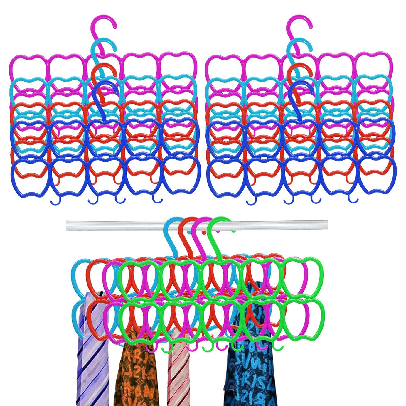 Kuber Industries 10 Slots Scarf Hanger|Space Saving Closet Organizer|Idol for Belts, Ties Hanging|Pack of 12 (Multi)