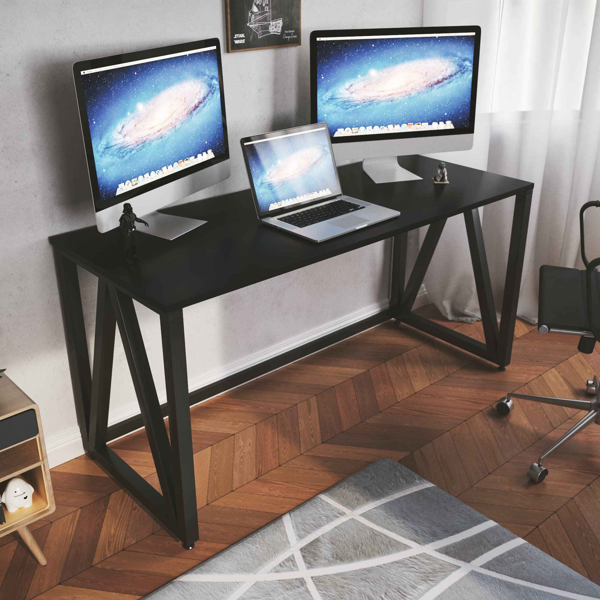 LAD Workspaces The A Table Engineered Wood Study Table, Laptop, Computer Table Desk for Home & Office Black 5ft