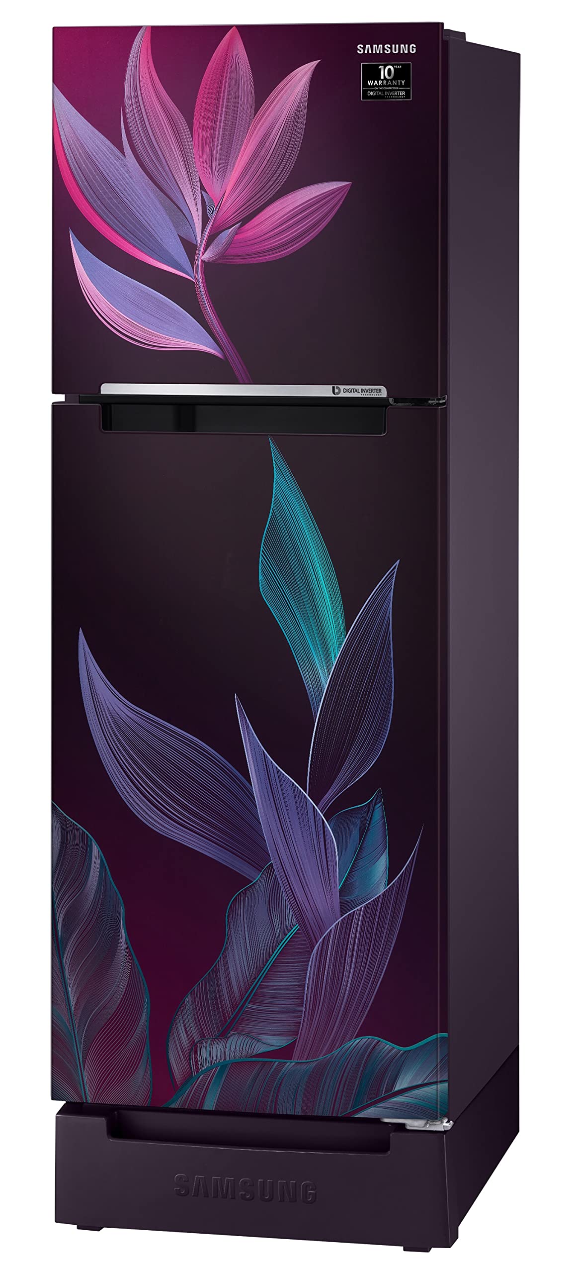 Samsung 236L 2 Star Inverter Frost-Free Double Door Refrigerator (RT28C31429R/HL,Paradise Bloom Purple) Base Stand Drawer 2023 Model