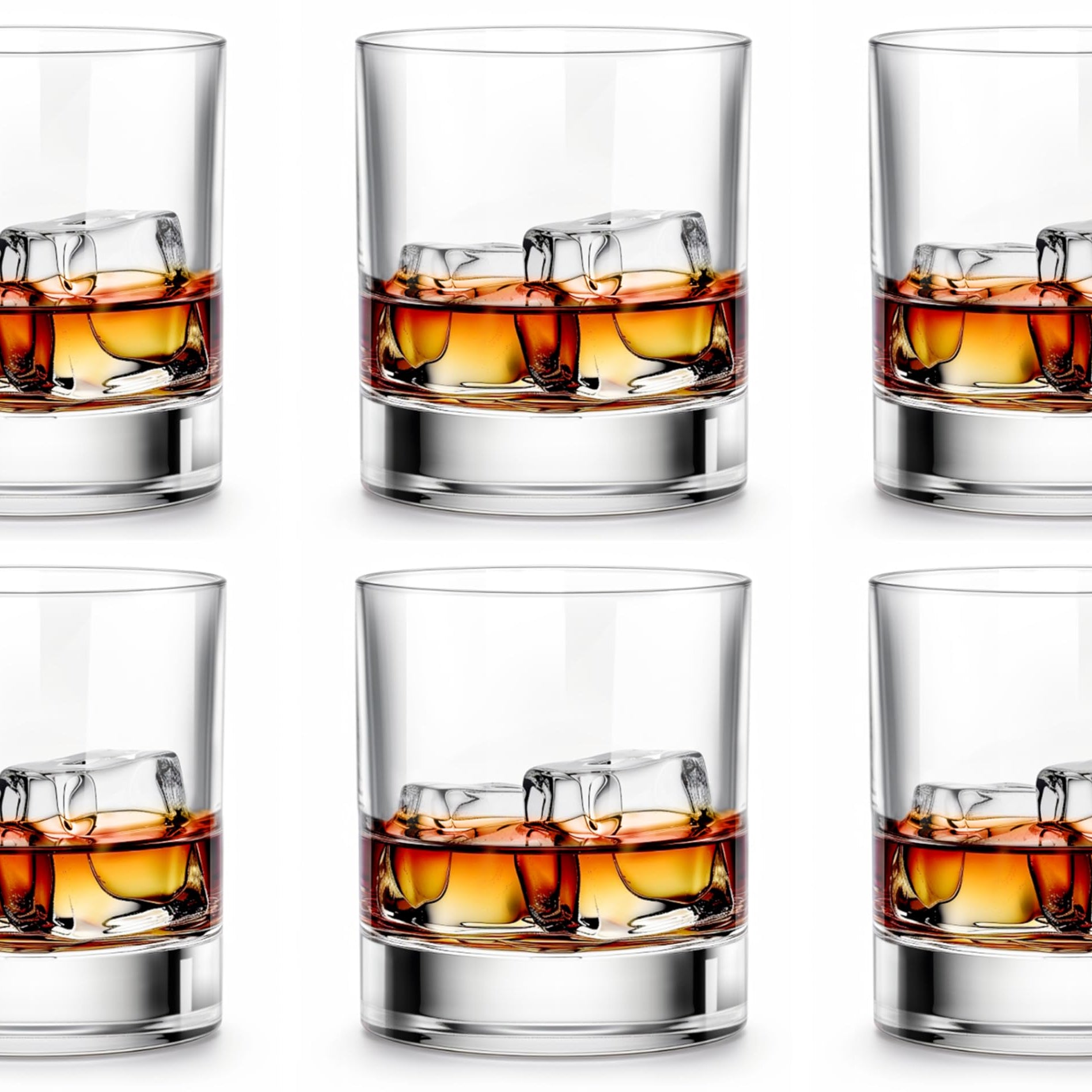 LUXU Whiskey Glasses-Premium 11 Ounces Scotch Glasses Set Of 6 /Old Fashioned Whiskey Glasses/ For Scotch Lovers/Style Glassware For Bourbon/Rum Glasses/Bar Whiskey Glasses,Clear