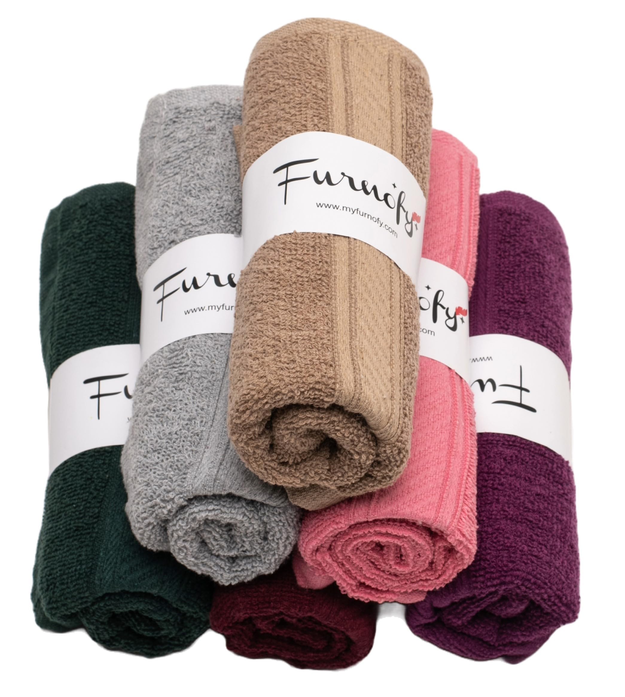 Furnofy Cotton 450 Gsm Hand Towels Set Of 6 Soft, Absorbent & Quick Dry Towel For Gym, Home, Kitchen, Pool, Travel - (40X60 Cm, Multicolor)