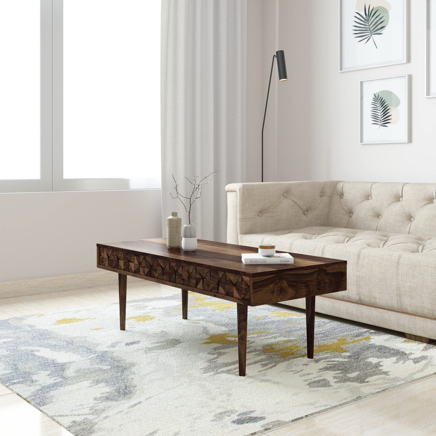 Stone & Beam Diara Solid Sheesham Wood Coffee Table (Walnut Finish)