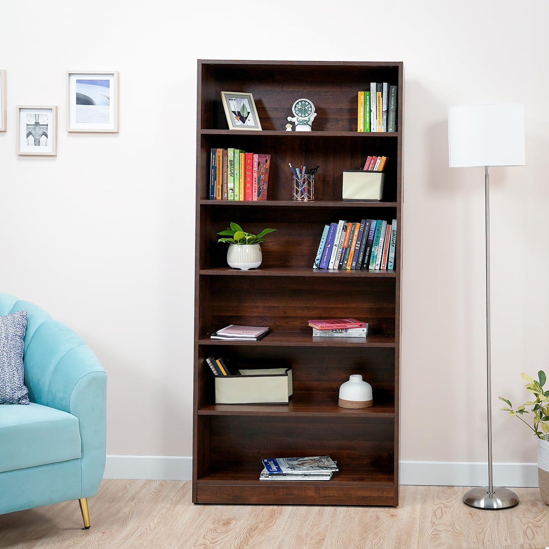 Amazon Brand - Solimo Scarlett Engineered Wood Bookcase (Walnut)