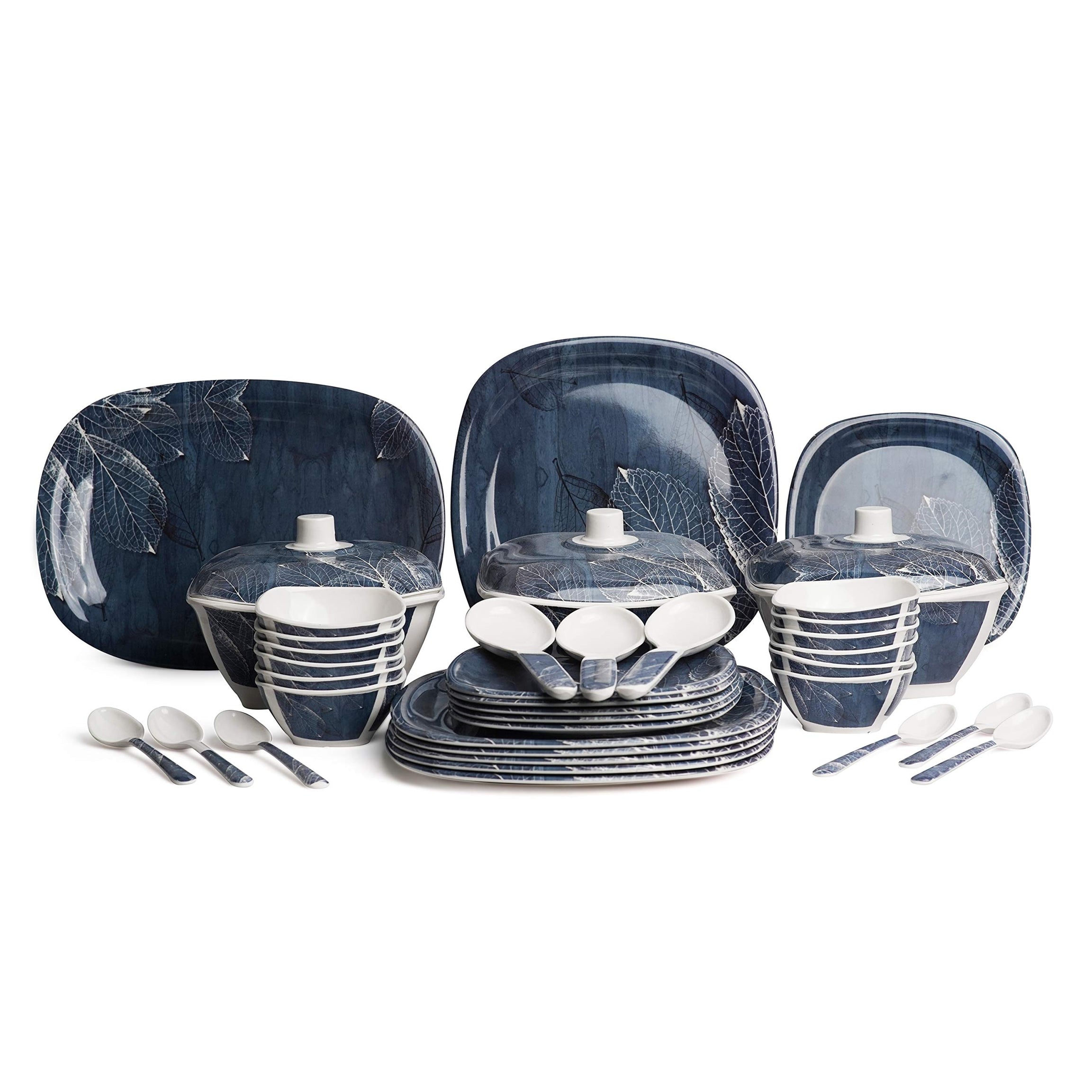 Bataniya Melamine Dinner Set - Set Of 40, Blue