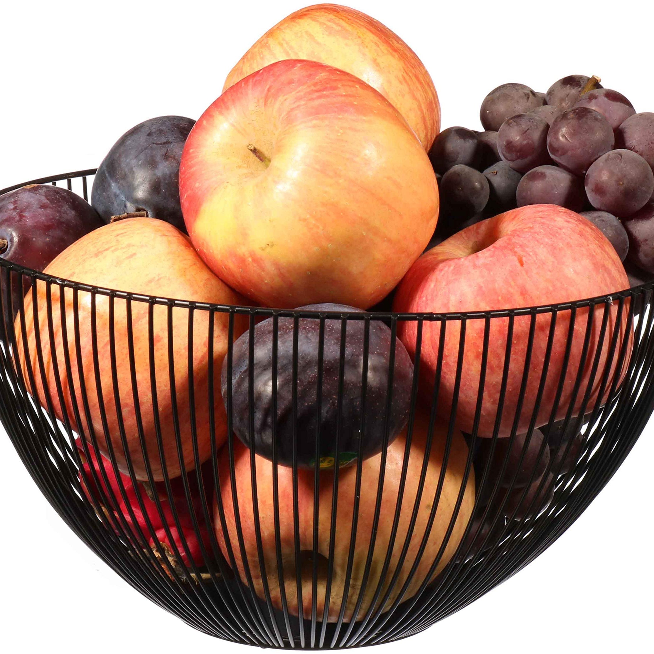 Metal Wire Fruit Basket,Large Round Storage Baskets for Bread,Fruit,Snacks,Candy,Households Items.Fashion Fruit Bowl Decorate Living Room, Kitchen, Countertop,Black By Cq acrylic