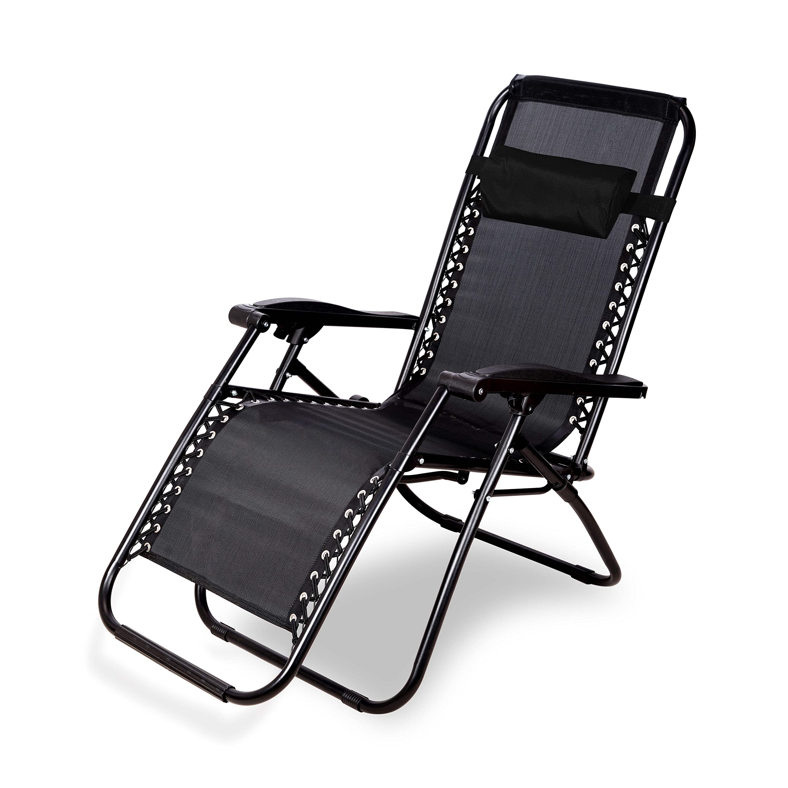 Star Work Zero Gravity Chair|Relax Chair For Lounge|Easy Chair For Lawn|Portable And Foldable Recliner Chair For Resting|Adjustable Pillow|Full Body Support|Young And Old People (Black) - Resin