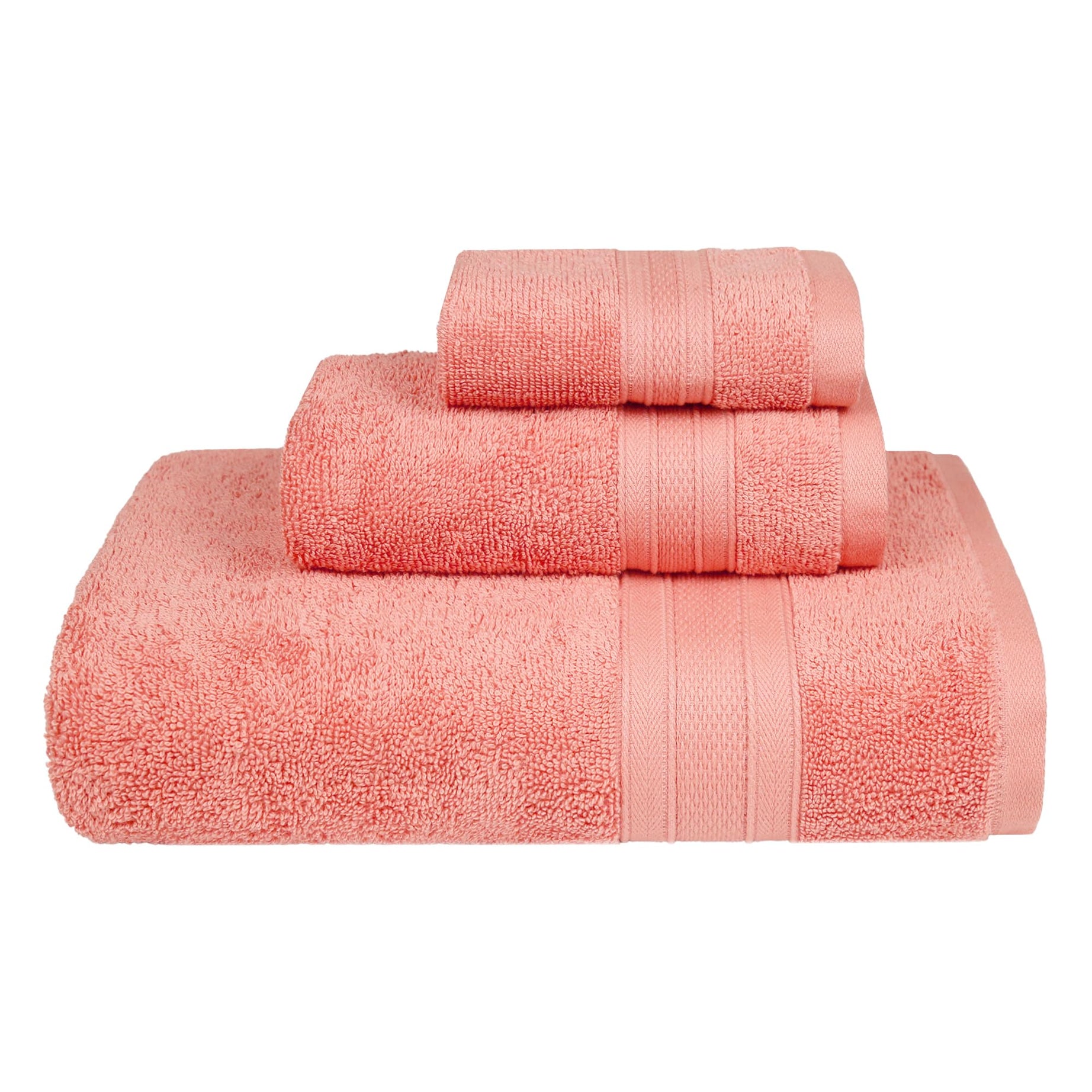 Trident Soft Comfort Air Rich Towels for Bath, 100% Cotton Towel, Super Soft, Highly Absorbent, 3 Pieces Towel Set, 500 GSM - Coral Haze