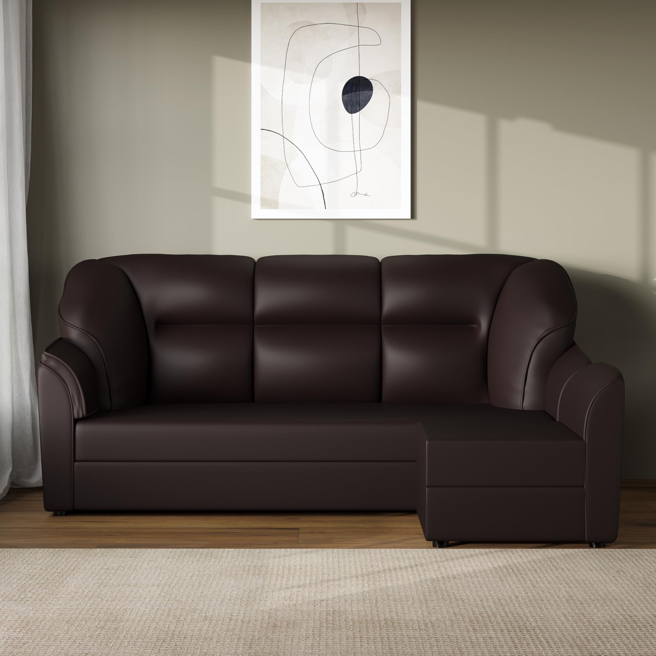 WESTIDO Leatherette 4 Seater - Sofa (Finish Color - Brown, DIY(Do-It-Yourself)) | 1 Year Warranty