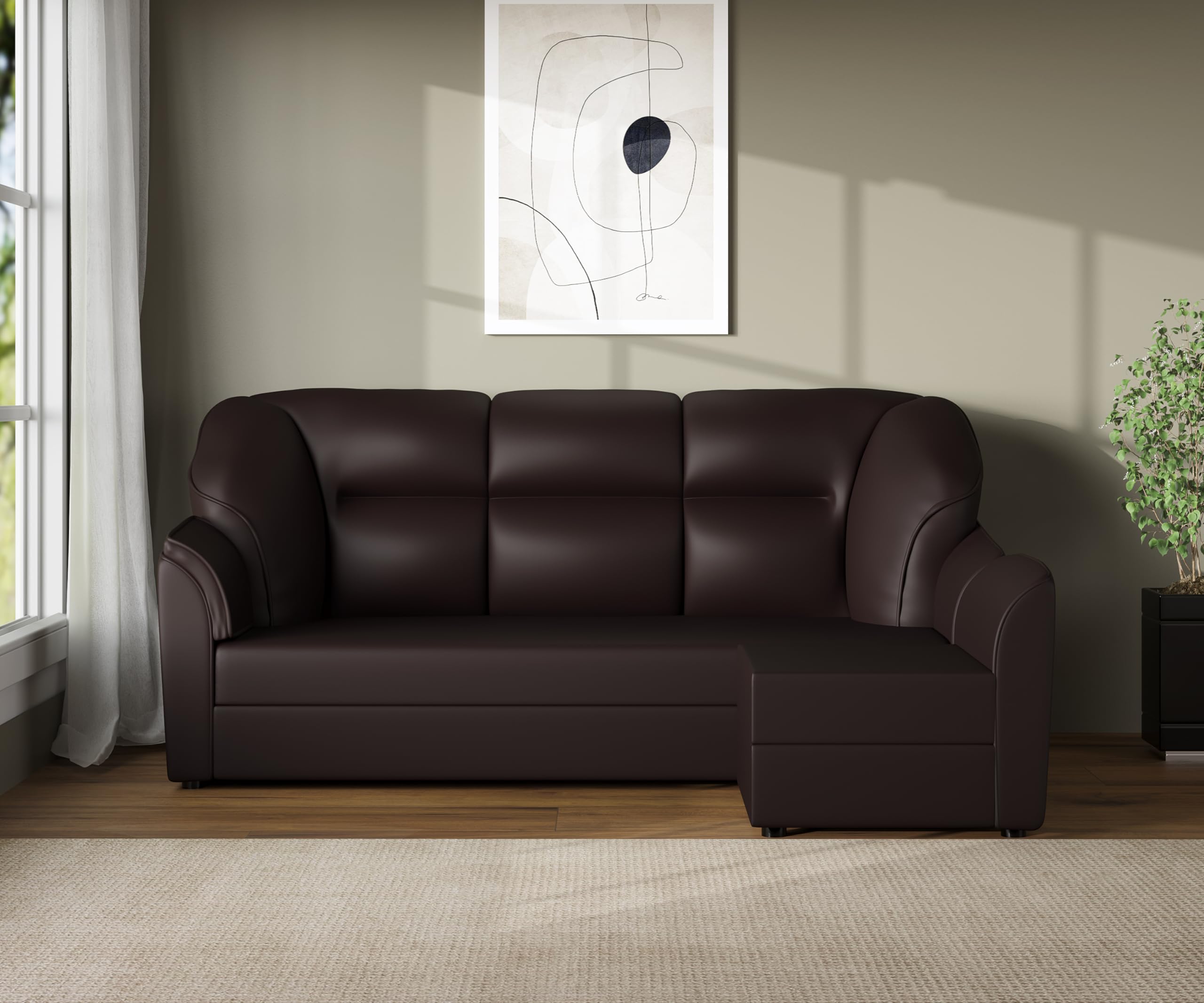 WESTIDO Leatherette 4 Seater - Sofa (Finish Color - Brown, DIY(Do-It-Yourself)) | 1 Year Warranty