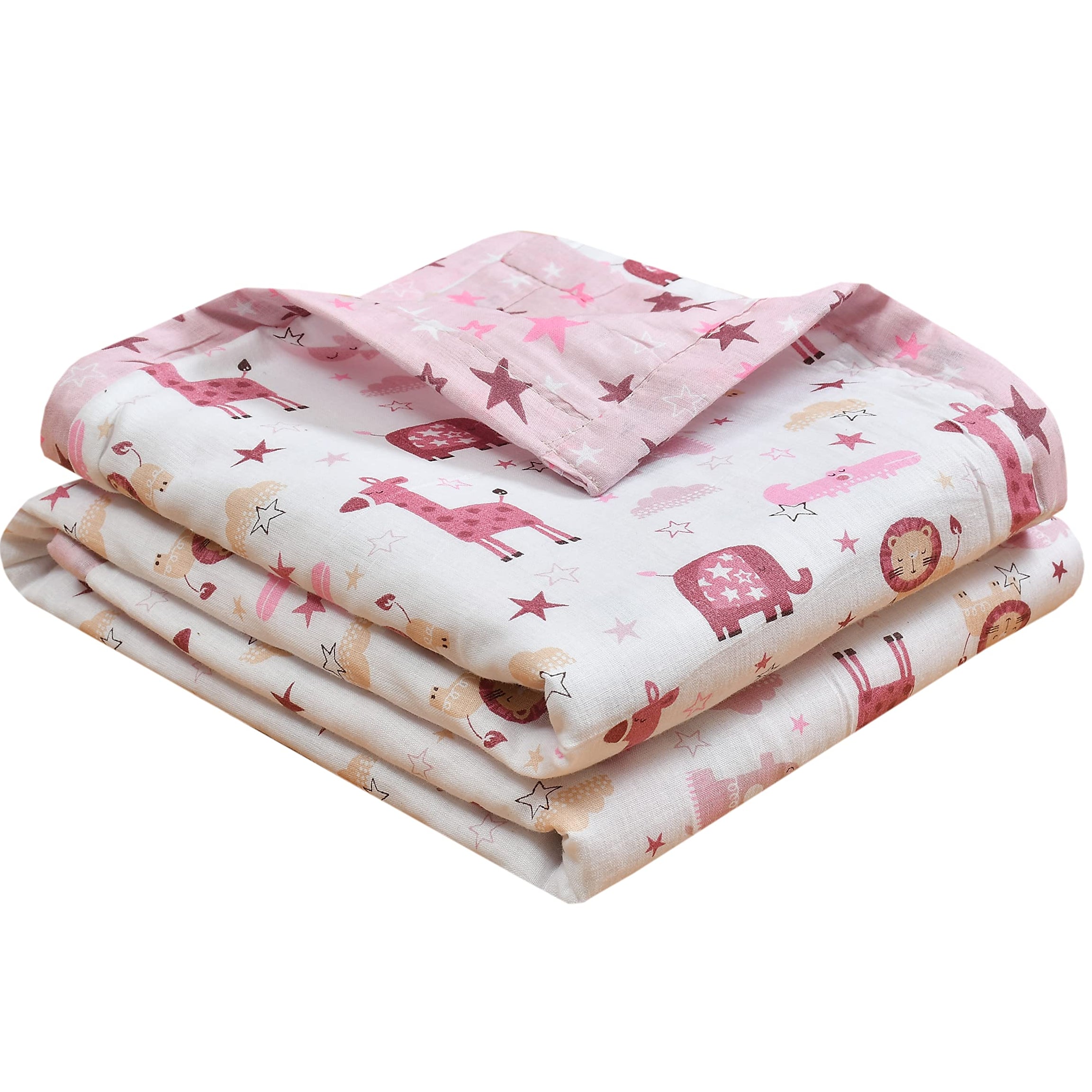 Florida Cotton Kids Reversible Baby Bed Blanket/AC Dohar (Pink, 100x140CM)