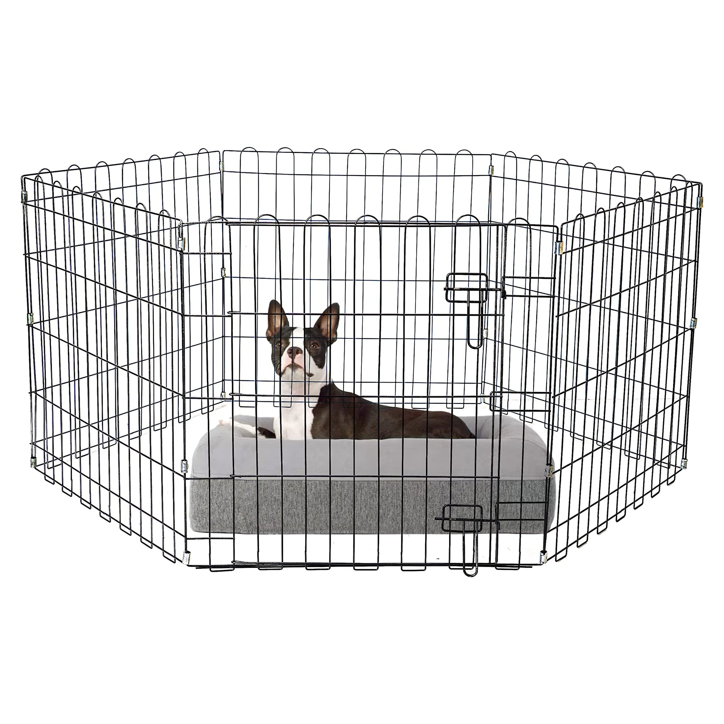 MidWest Homes for Pets Foldable Metal Pet Dog Exercise Fence Pen With Gate - 60 X 60 X 24 Inches, Suitable For All Types Of Small Breeds, Puppies