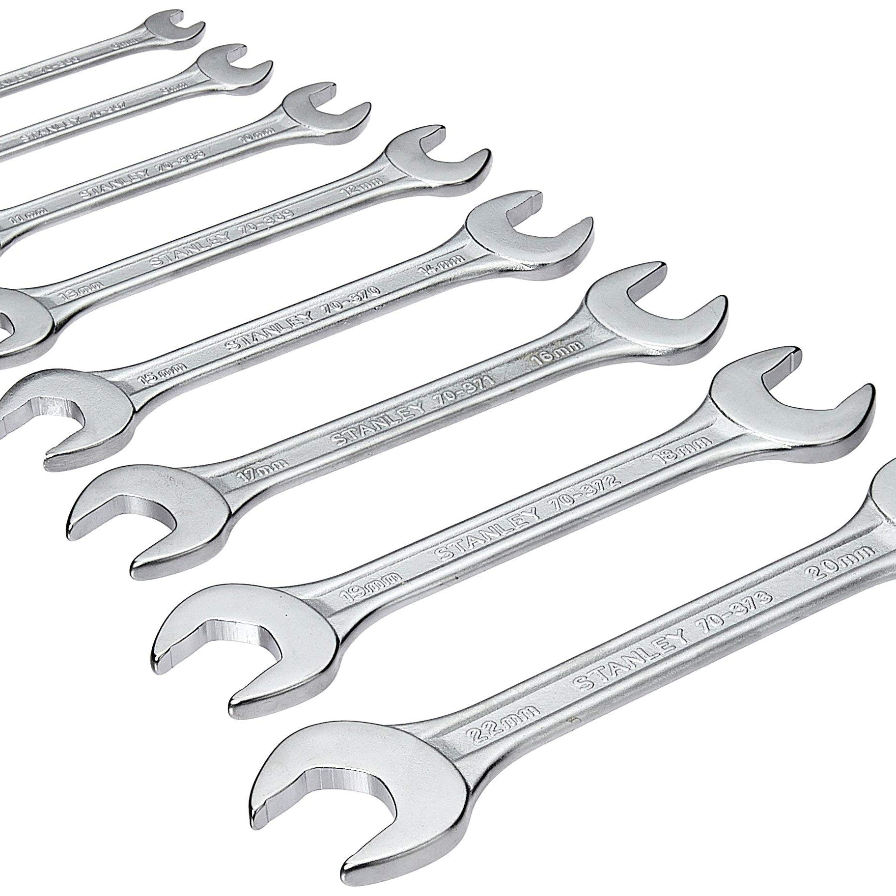 STANLEY 70-379E 8-piece Matte Finish Chrome Vanadium Steel Double Open-End Spanner Set with Maxi-Drive System, Anti-Slip & Anti-Corrosion properties, GREY