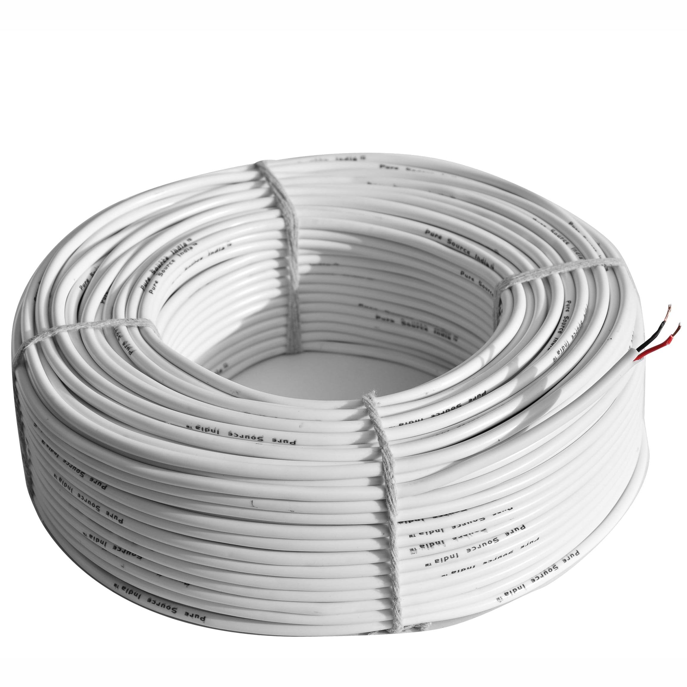 Pure Source India Flexible 0.25mm x 2 Core Round Copper Electrical Wire, Load Capacity- 2 Ampere / 450 Watt (White - 5 MTR.)