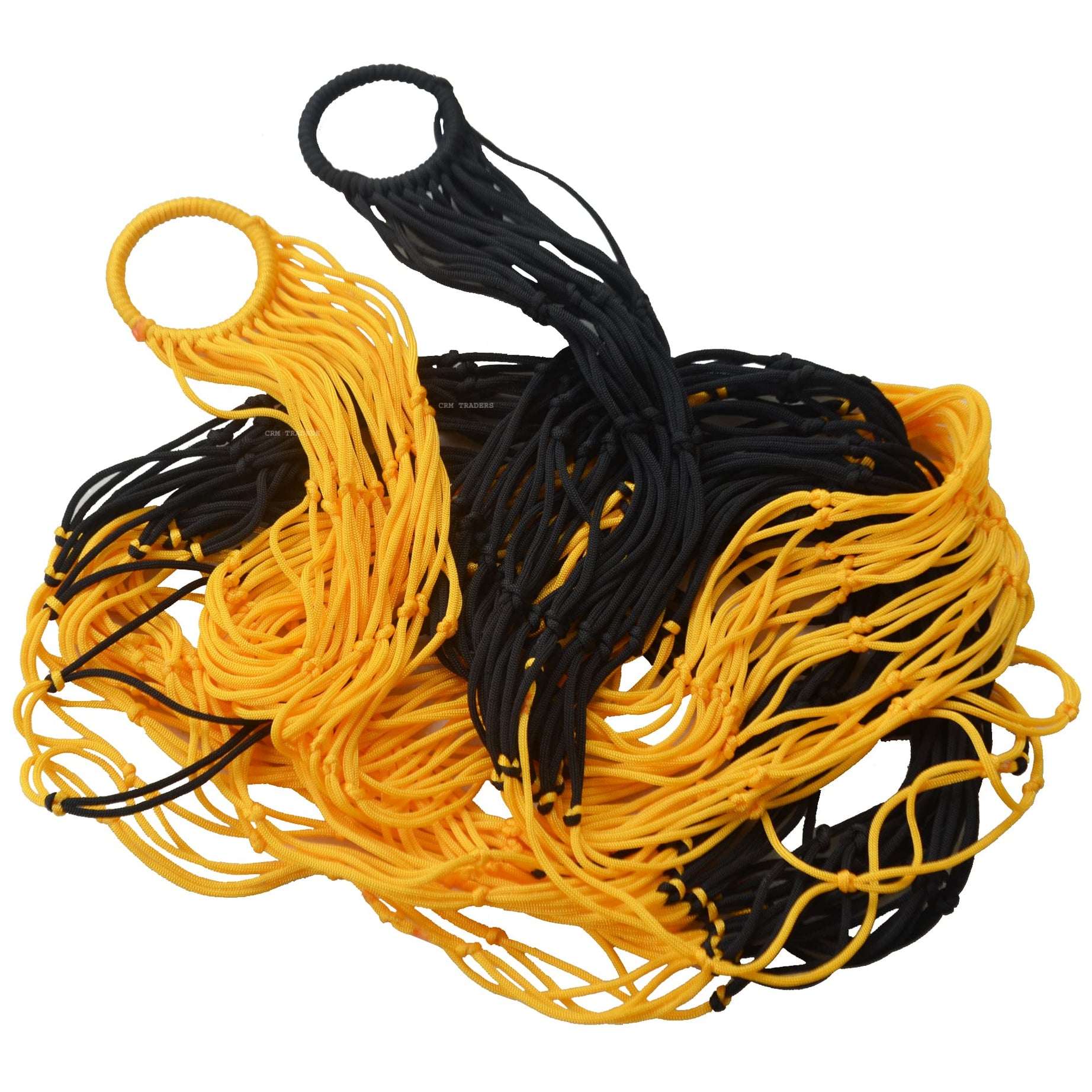 CRM TRADERS® Handcrafted Nylon Rope Hammock Swing Hanging Net Mesh Sleeping Bed for Kids - Yellow and Black