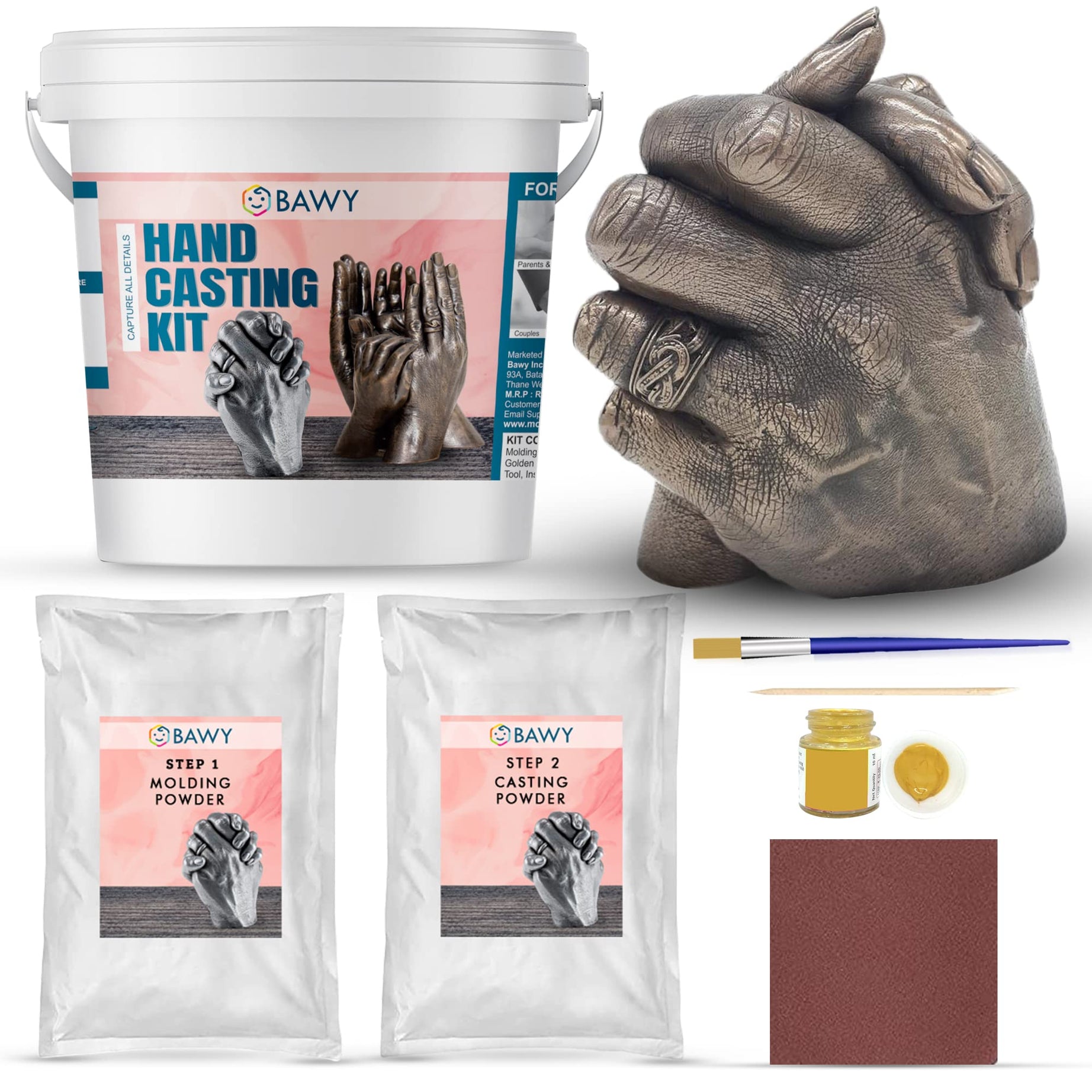 Bawy Hand Casting kit for Couple. Hand Casting kit memorable Gift for Marriage, Anniversary, Valentine, and Birthday