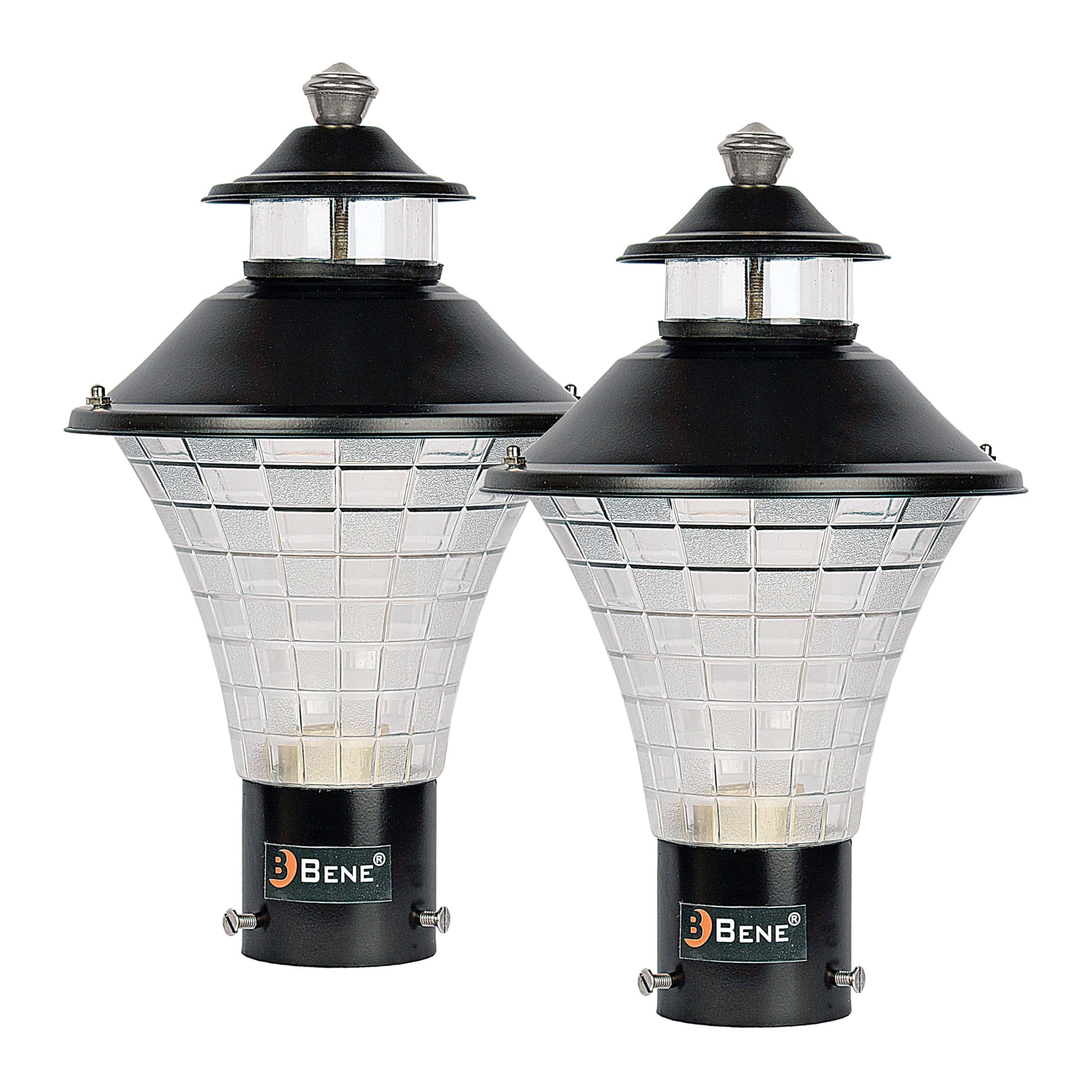 BENE Geruit Outdoor Lamp (Black, 18 Cms, Pack of 2 Pcs)